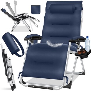 KESSER® Sonnenliege Liegestuhl, klappbare Gartenliege extra breit & Wetterfest, Belastbar 200kg, Ergonomisches Polster, verstellbare Rückenlehne inkl. Nackenkissen, Getränkehalter & Armpolster - Bild 1