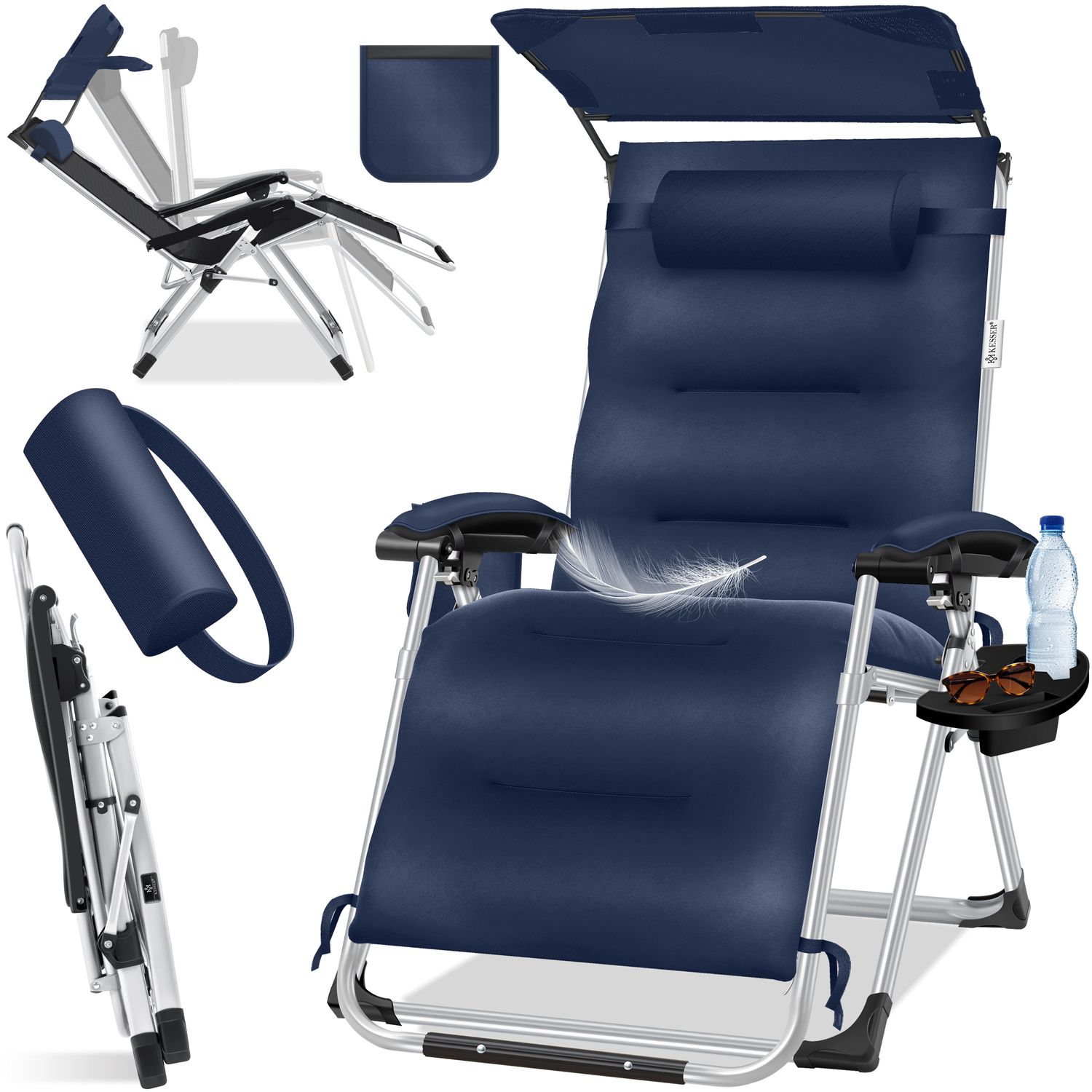 KESSER&reg; Sonnenliege Liegestuhl, klappbare Gartenliege extra breit & Wetterfest, Belastbar 200kg, Ergonomisches Polster, verstellbare R&uuml;ckenlehne inkl. Nackenkissen, Getr&auml;nkehalter & Armpolster - Bild 1