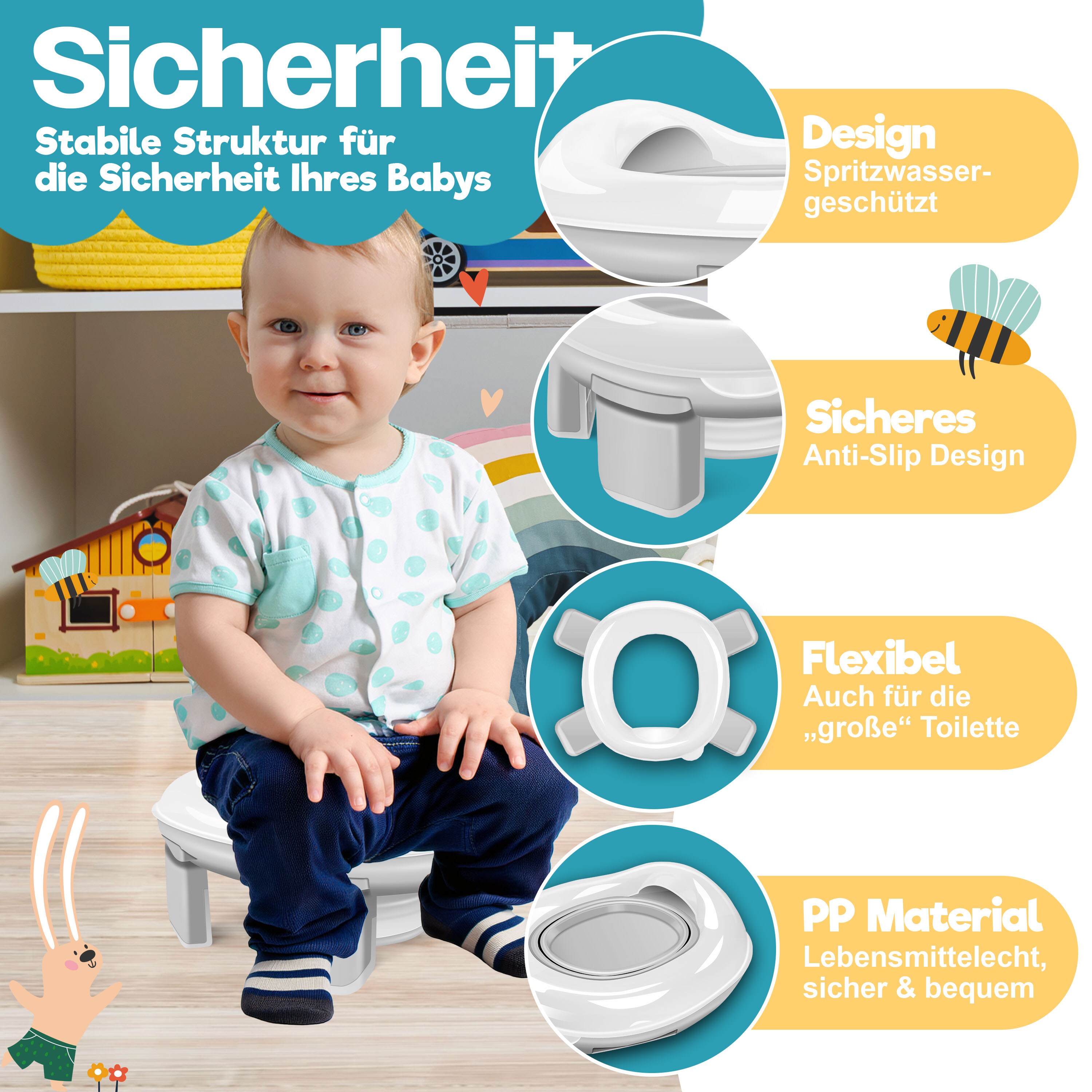 WC-Sitz Mit Integriertem Kleinkindsitz – Länglich, Soft-close, Magnetisch & Einfach Zu Installieren