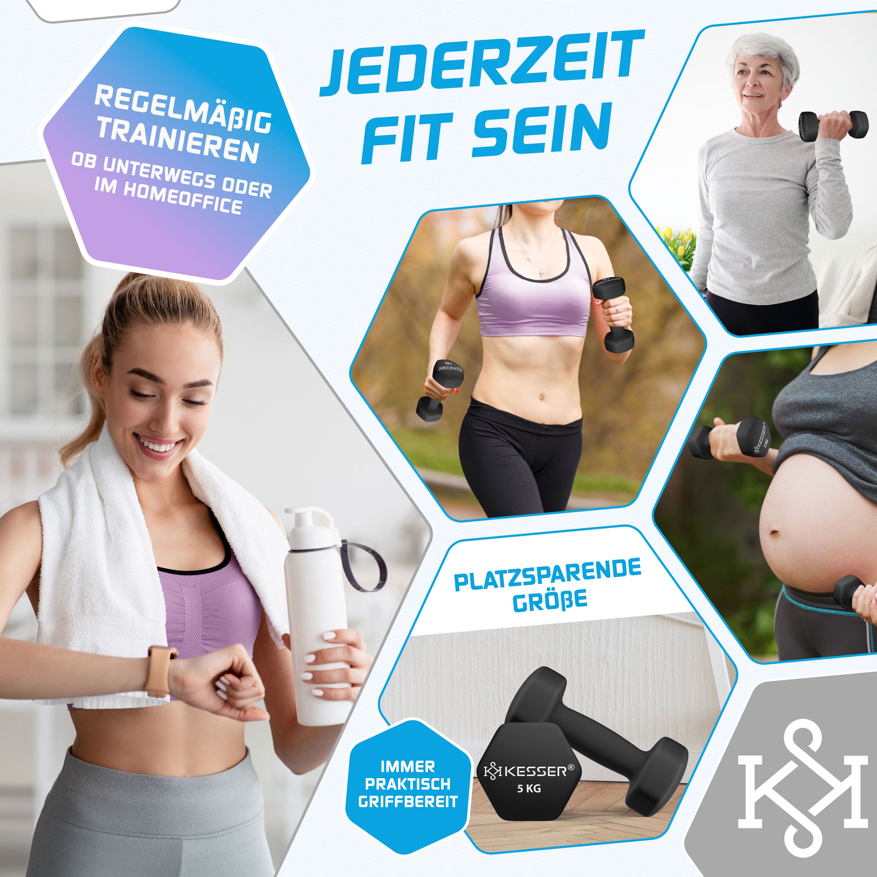 Trenas Kurzhanteln 2er Set - Je 4 Kg, Hexagon-Design, Anti-Rutsch, Vinyl-Überzug, Für Fitness Zuhause & Studio