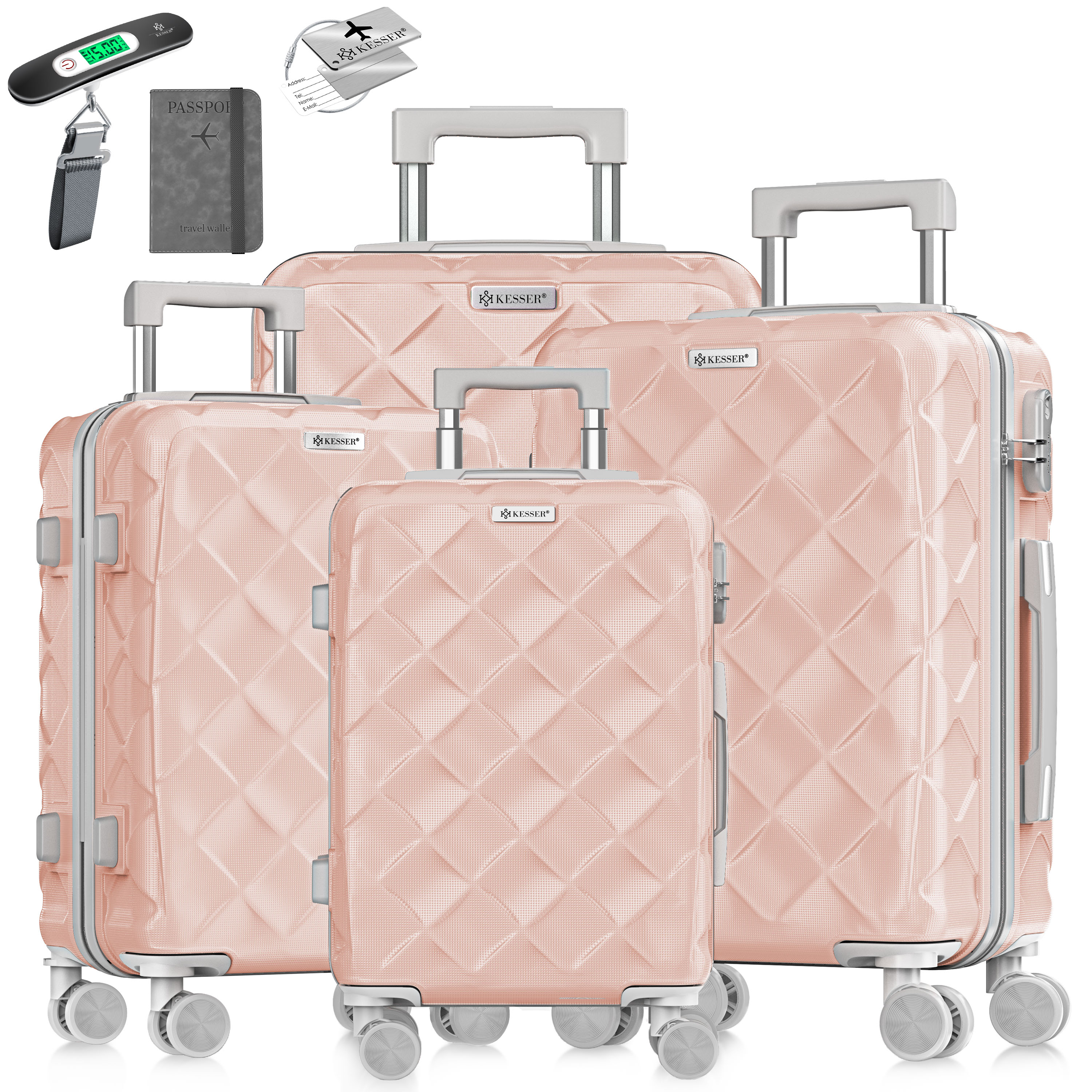 KESSER&reg; Reisekoffer Set 4-teilig | Kofferset ABS Hartschalenkoffer mit Zahlenschloss, Kofferwaage & Reisebrieftasche 360&deg; Rollen | Handgep&auml;ck & gro&szlig;e Koffer f&uuml;r Business & Reise Trolley - Bild 1