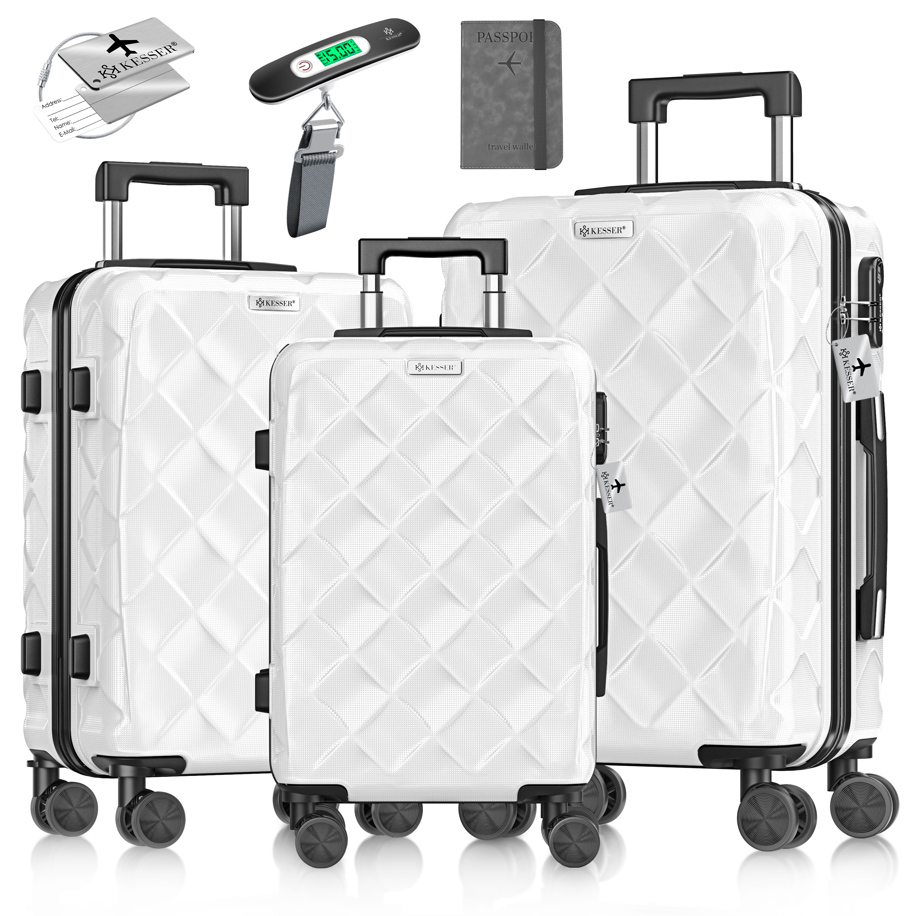 KESSER&reg; Reisekoffer Set 3-teilig | Kofferset ABS Hartschalenkoffer mit Zahlenschloss, Kofferwaage & Reisebrieftasche 360&deg; Rollen | Handgep&auml;ck & gro&szlig;e Koffer f&uuml;r Business & Reise Trolley - Bild 1