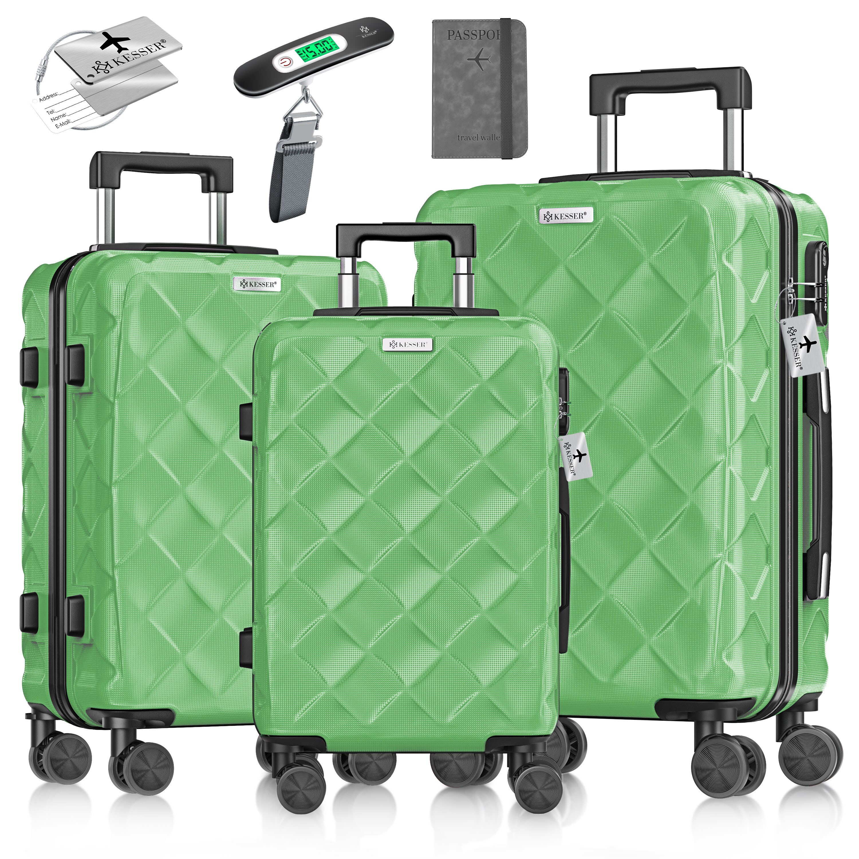 KESSER&reg; Reisekoffer Set 3-teilig | Kofferset ABS Hartschalenkoffer mit Zahlenschloss, Kofferwaage & Reisebrieftasche 360&deg; Rollen | Handgep&auml;ck & gro&szlig;e Koffer f&uuml;r Business & Reise Trolley - Bild 1