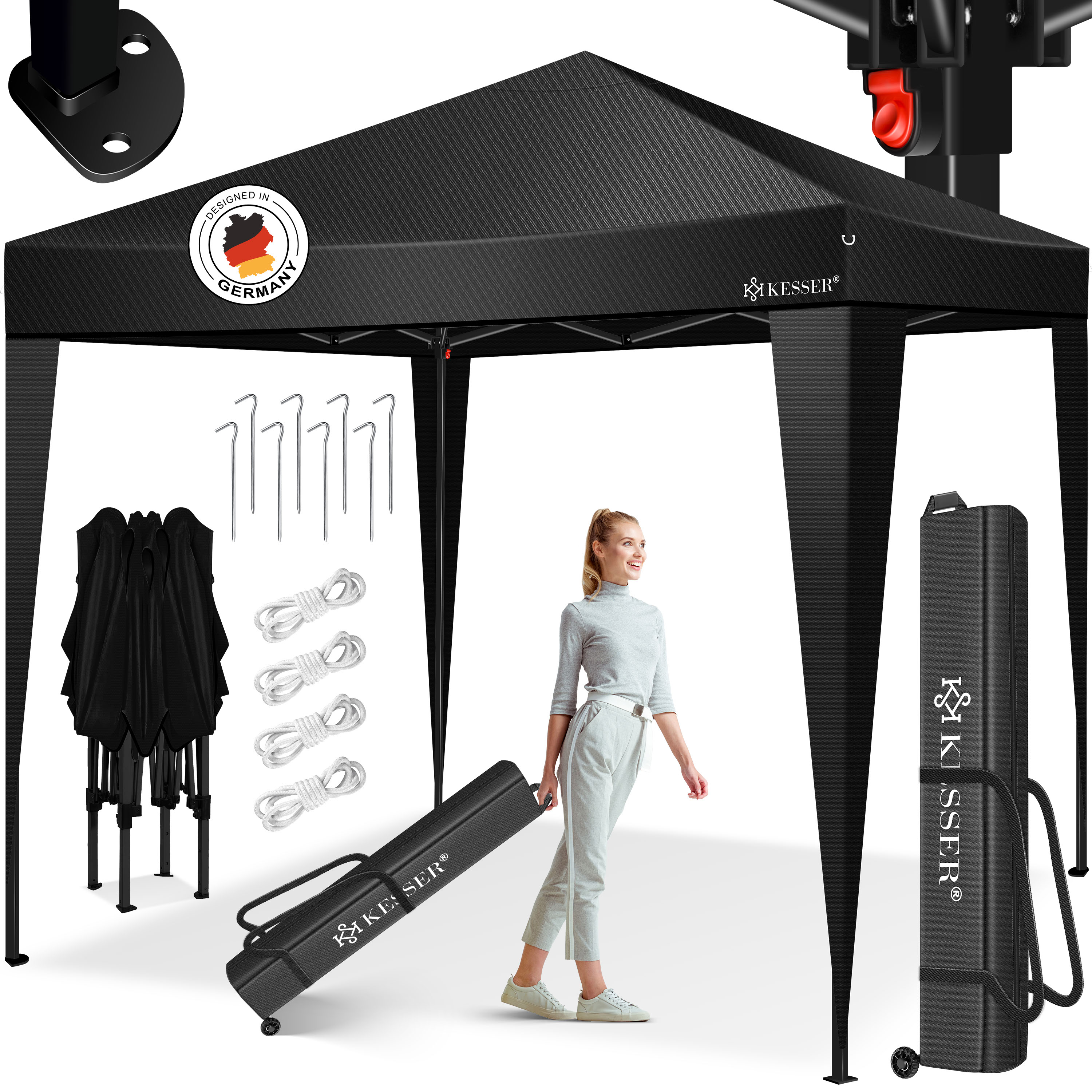 KESSER&reg; Pavillon 3x3m | wasserdicht | inkl. Tragetasche mit Rollen| Pop-Up Klicksystem | UV-Schutz 50+ | Faltpavillon | Gartenzelt | Partyzelt | Metall-Verstrebungen - Bild 1