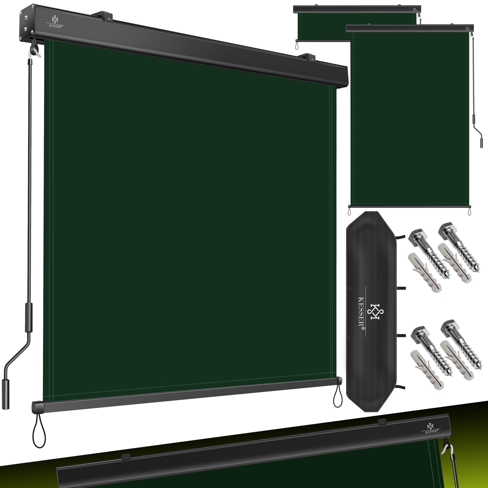 ® Senkrechtmarkise Außenrollo Handkurbelmechanismus Balkonrollo Sonnen & Sichtschutz Beschattung Sonnenschutz Außen Rollo mit Kurbel Markisenkasten Balkon & Terrasse Inkl. Montageset & Abdeckung
