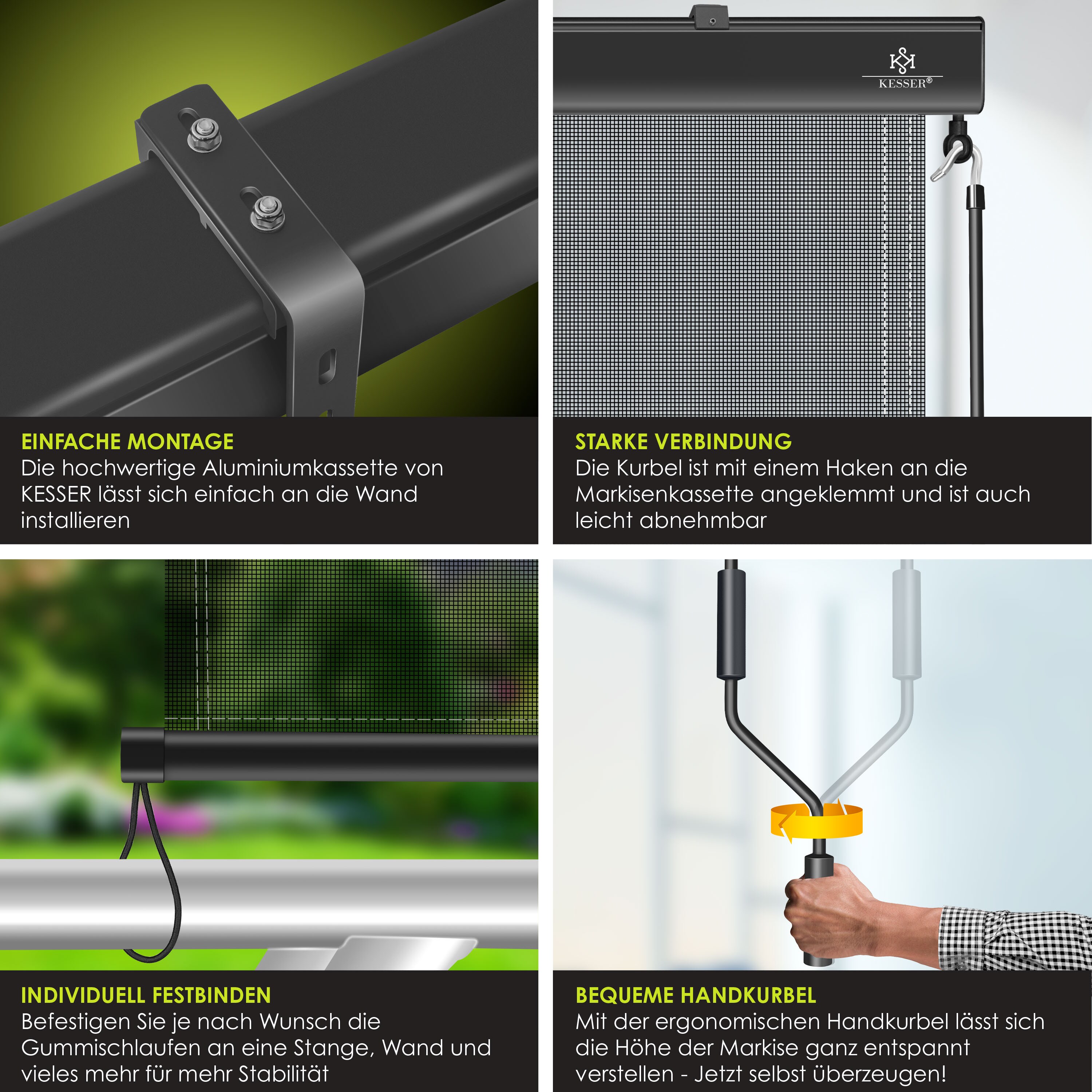 KESSER Senkrechtmarkise Auenrollo Handkurbelmechanismus Balkonrollo  Sonnen & Sichtschutz Beschattung Sonnenschutz Auen Rollo mit Kurbel  Markisenkasten Balkon & Terrasse Inkl. Montageset & Abdeckung online kaufen  bei Netto