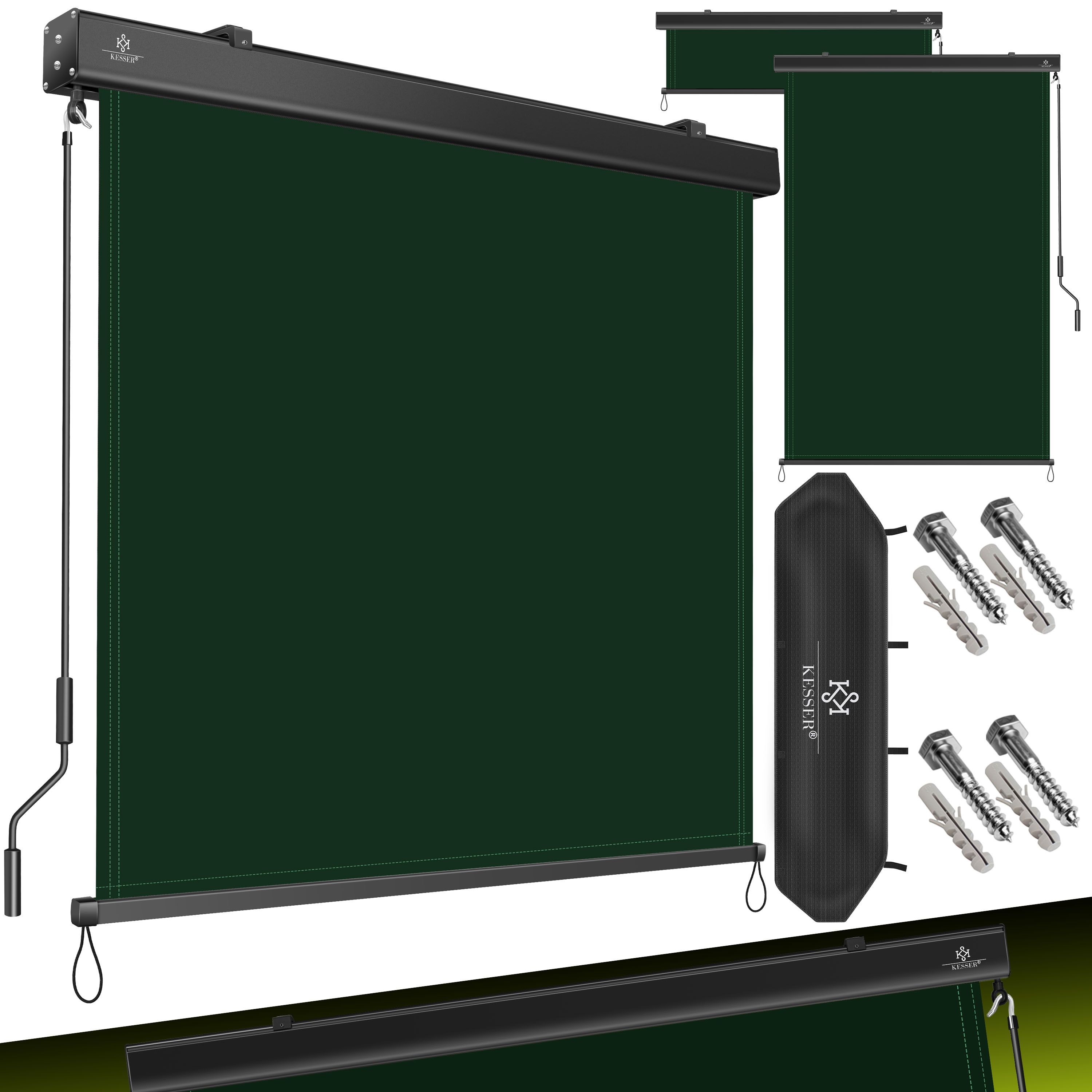 KESSER&reg; Senkrechtmarkise Au&szlig;enrollo Handkurbelmechanismus Balkonrollo Sonnen & Sichtschutz Beschattung Sonnenschutz Au&szlig;en Rollo mit Kurbel Markisenkasten Balkon & Terrasse Inkl. Montageset & Abdeckung - Bild 1