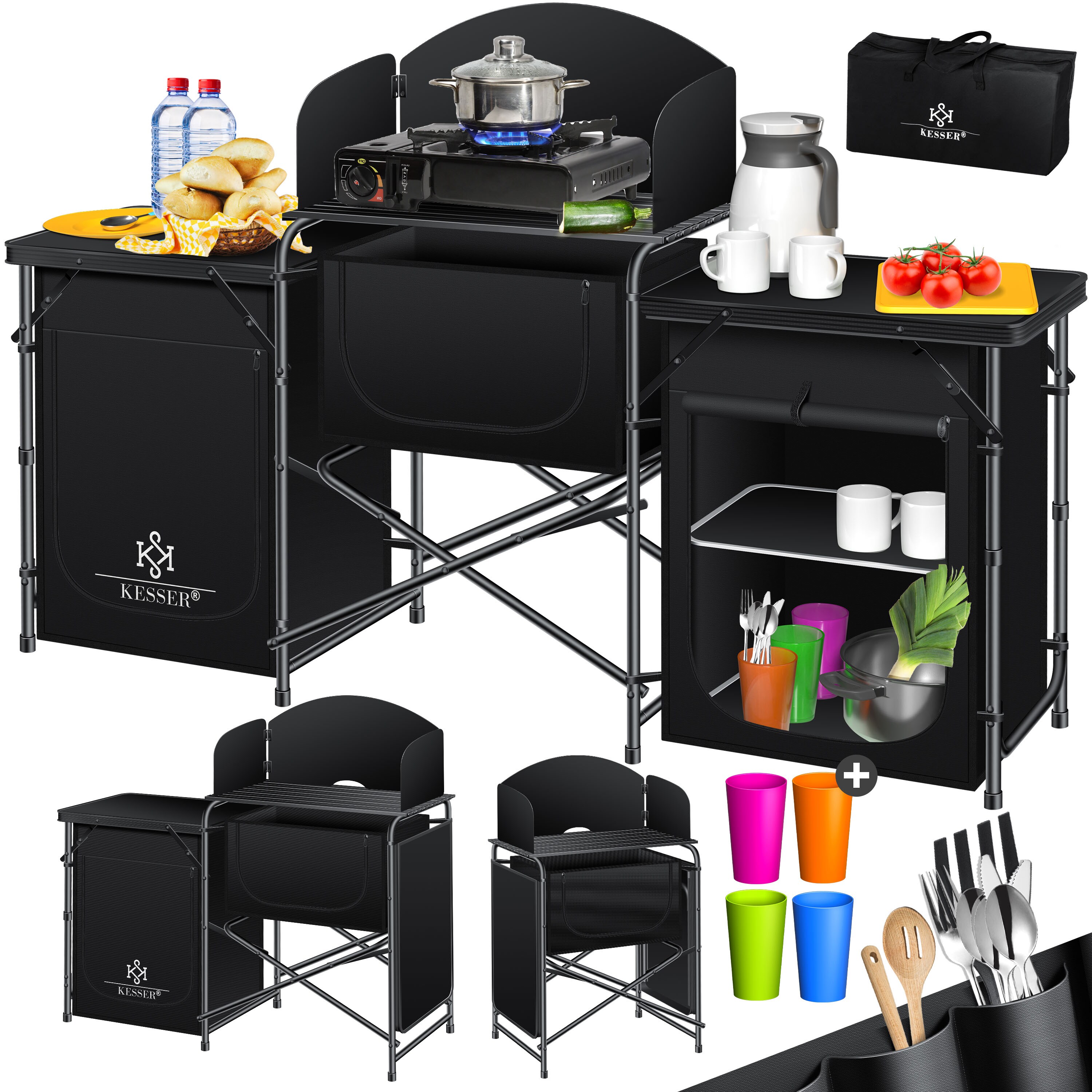 KESSER&reg; Campingschrank, Campingk&uuml;che mit Aluminiumgestell,  inkl.Tragetasche ,  Kocherschrank f&uuml;r Camping , Campingm&ouml;bel , Outdoor - Bild 1