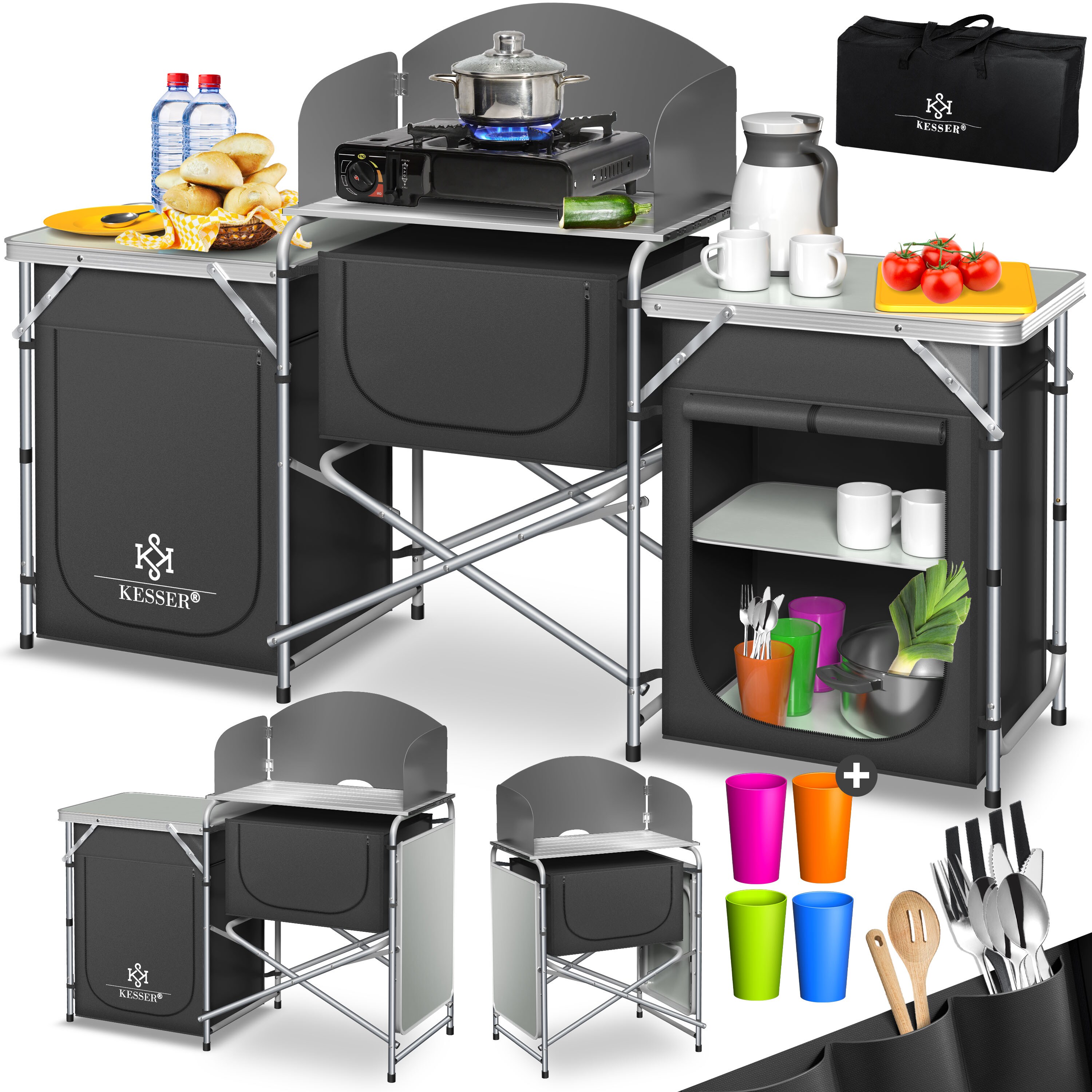 KESSER&reg; Campingschrank, Campingk&uuml;che mit Aluminiumgestell,  inkl.Tragetasche ,  Kocherschrank f&uuml;r Camping , Campingm&ouml;bel , Outdoor - Bild 1