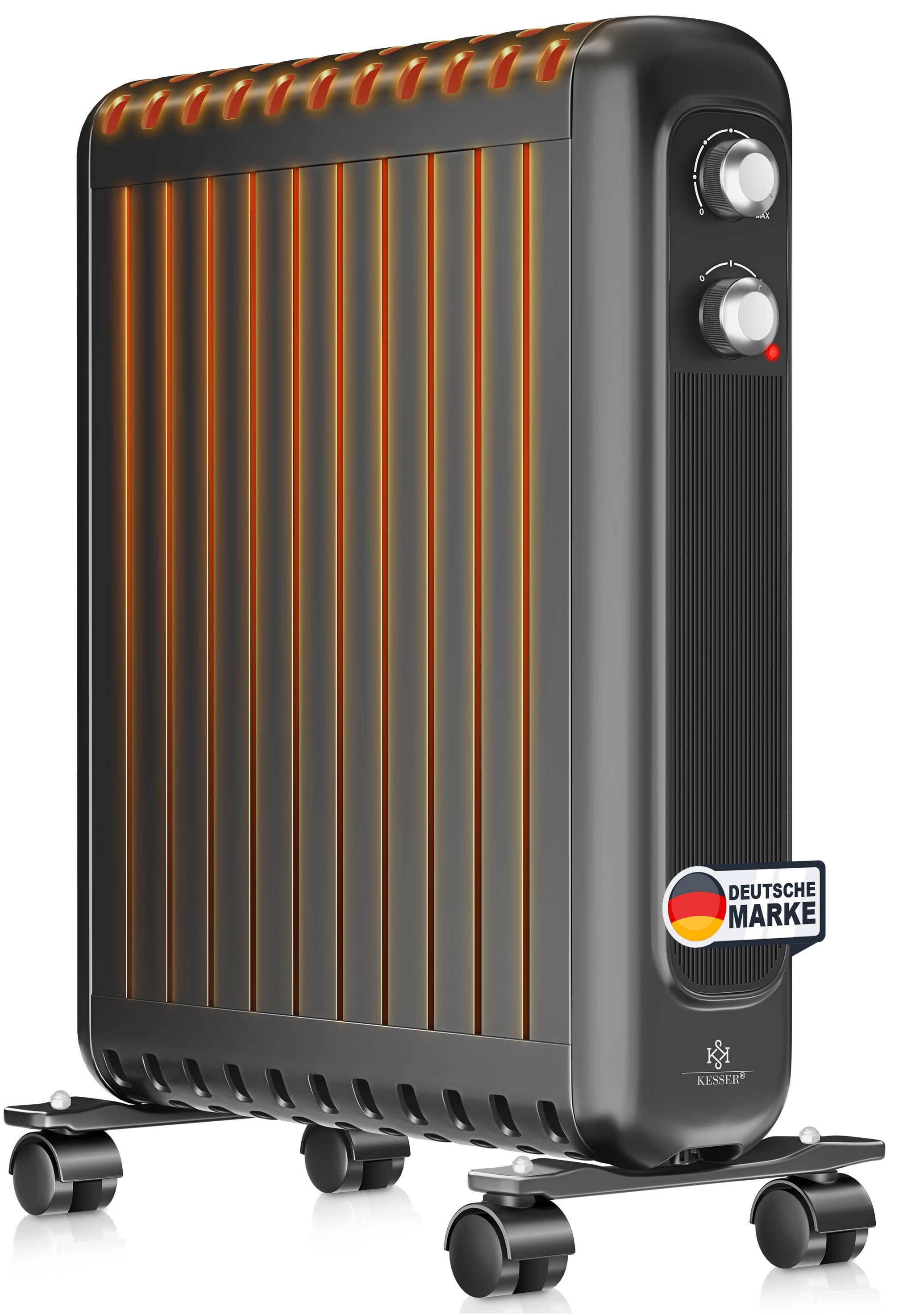 KESSER&reg; &Ouml;lradiator energiesparend 2500W | Thermostat, Schnell Heizl&uuml;fter | Elektroheizung &ouml;lgef&uuml;llt + 3 Heizstufen, Schutzgeh&auml;use, 360&deg; Rollen | Konvektor Heizung elektrisch | Electric Heater - Bild 1