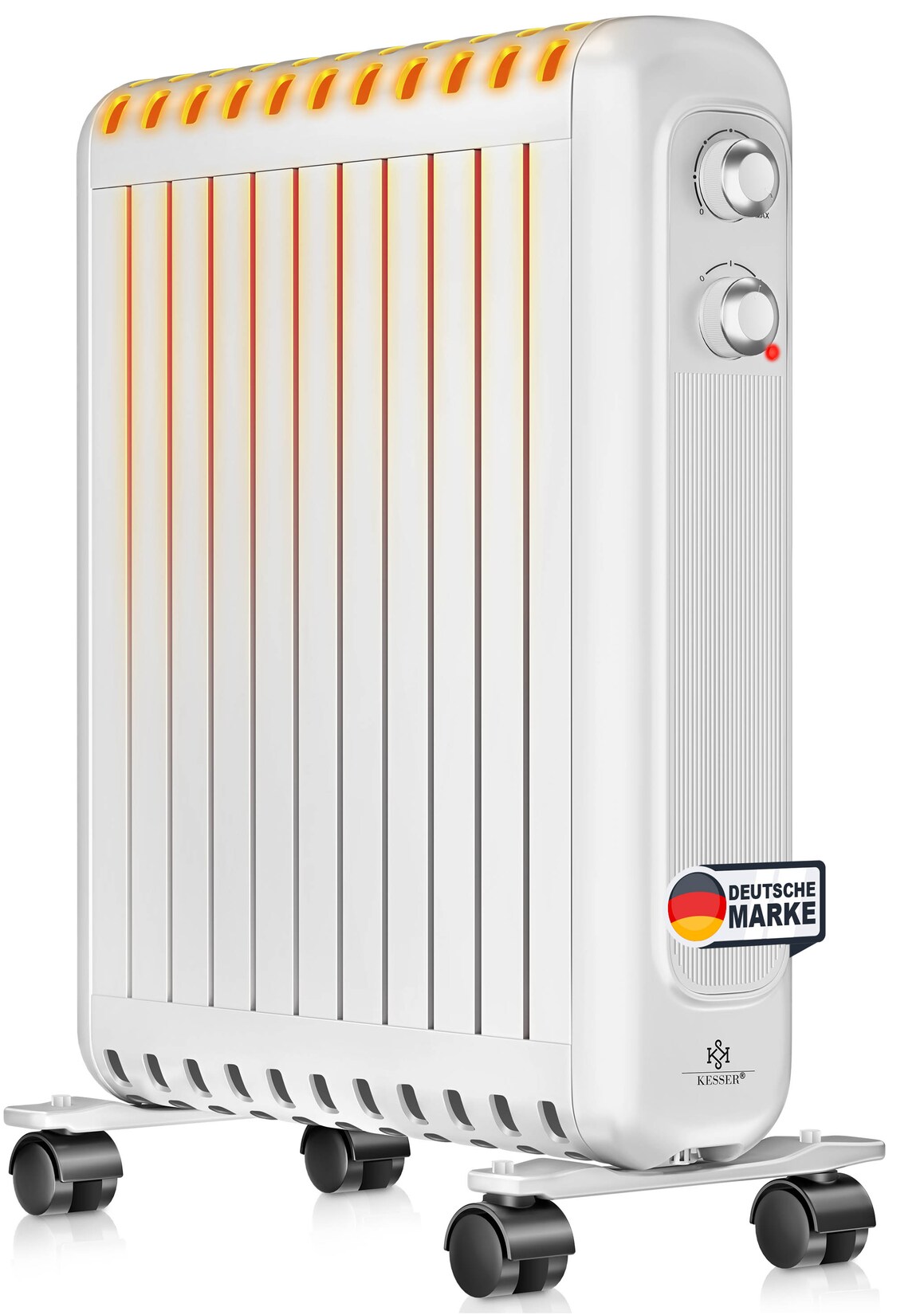 KESSER® Ölradiator energiesparend 2500W   Thermostat, Schnell Heizlüfter   Elektroheizung ölgefüllt + 3 Heizstufen, Schutzgehäuse, 360° Rollen   Konvektor Heizung elektrisch   Electric Heater | 04255598363266