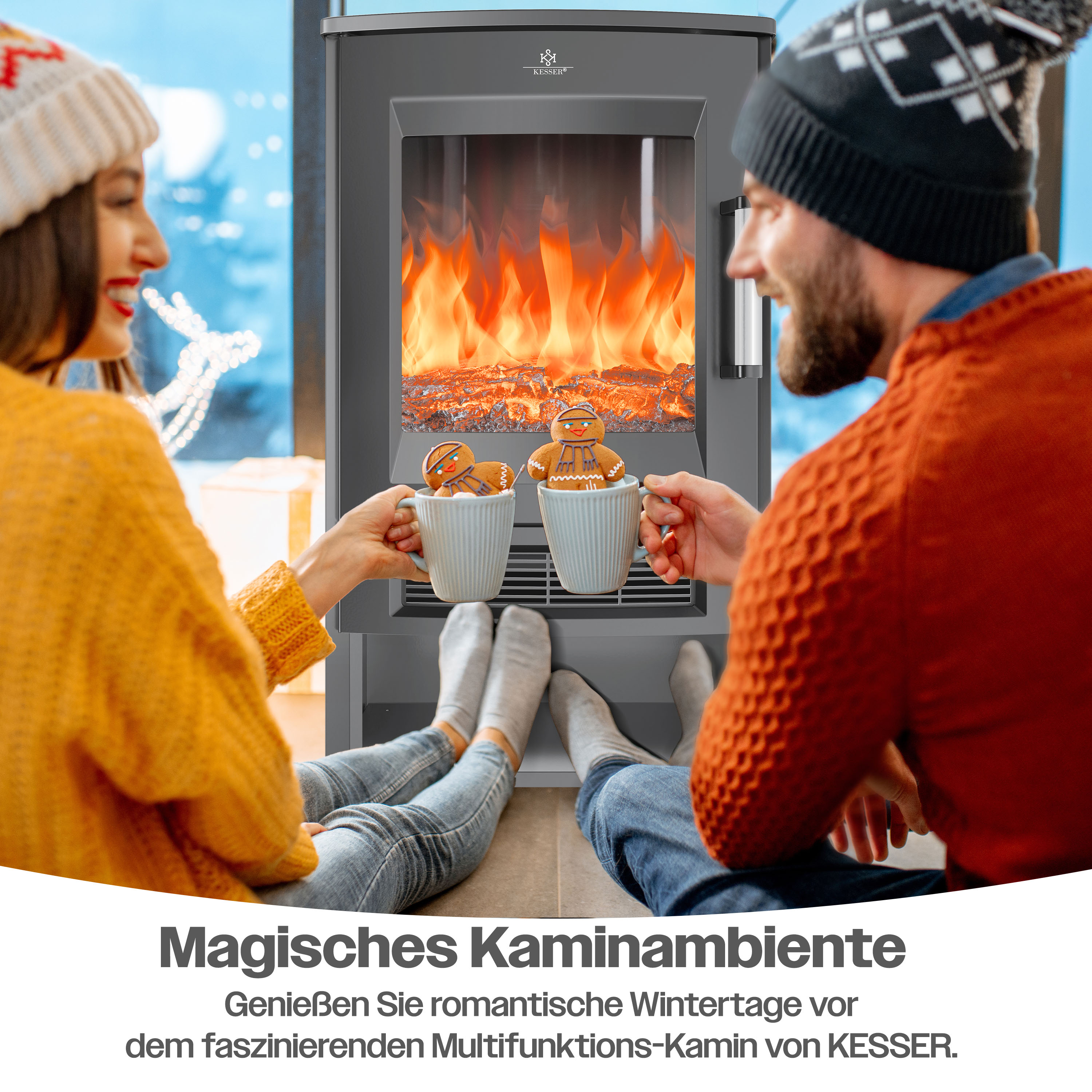 TRESKO Elektrokamin Mit Heizfunktion & WiFi - Gemütliches Kaminfeuer Für Zuhause