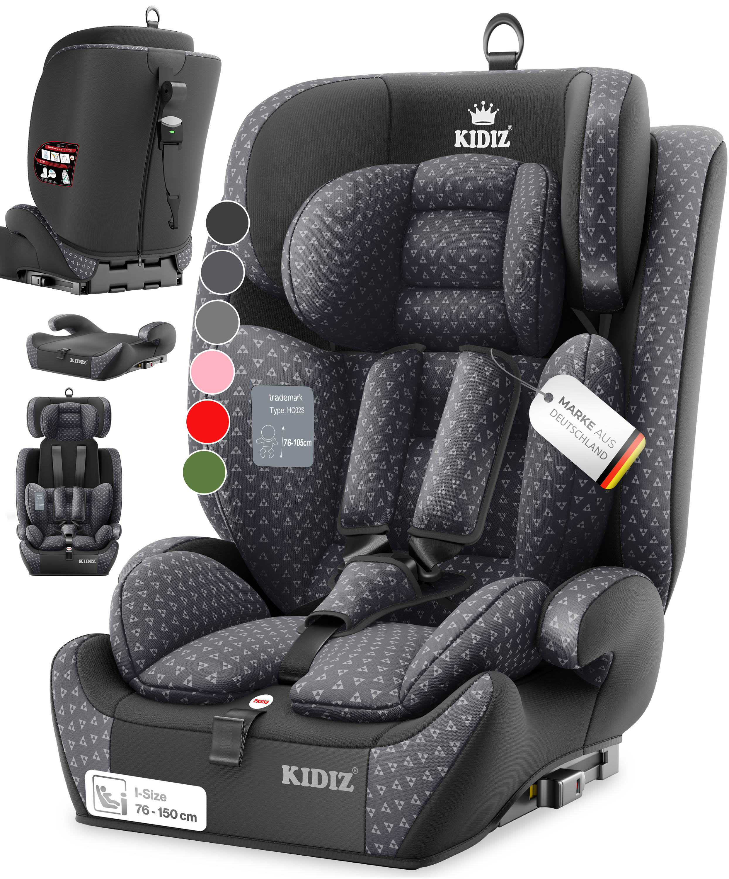 KIDIZ&reg; Autokindersitz Triangle Premium Kindersitz mit Isofix Kinderautositz | Autositz Sitzschale | 9 kg - 36 kg 1-12 Jahre | Gruppe 1/2/3 | universal | zugelassen nach ECE R129/03 - Bild 1