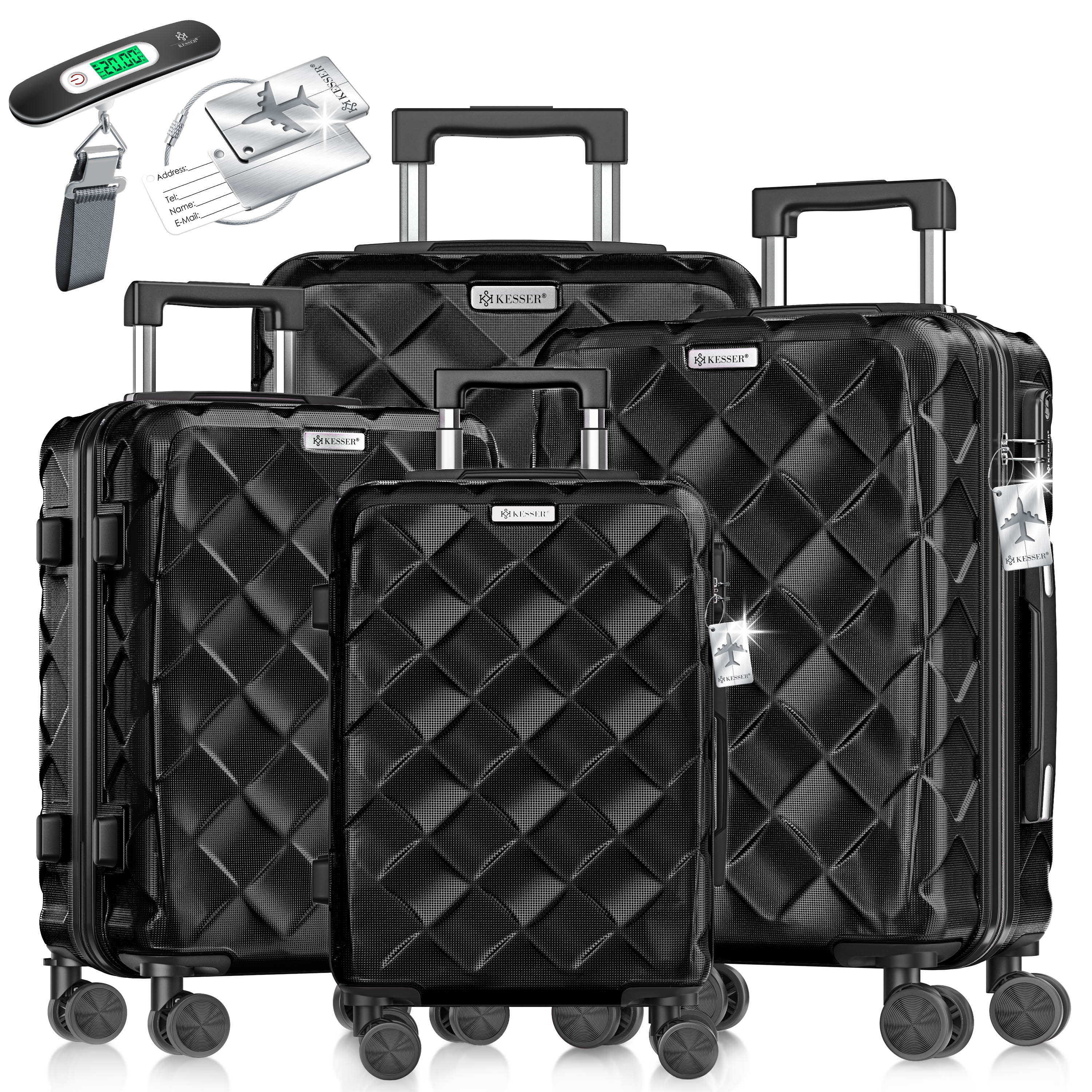 KESSER&reg; Reisekoffer Set 4-teilig | Kofferset ABS Hartschalenkoffer mit Zahlenschloss, Kofferwaage & Reisebrieftasche 360&deg; Rollen | Handgep&auml;ck & gro&szlig;e Koffer f&uuml;r Business & Reise Trolley - Bild 1