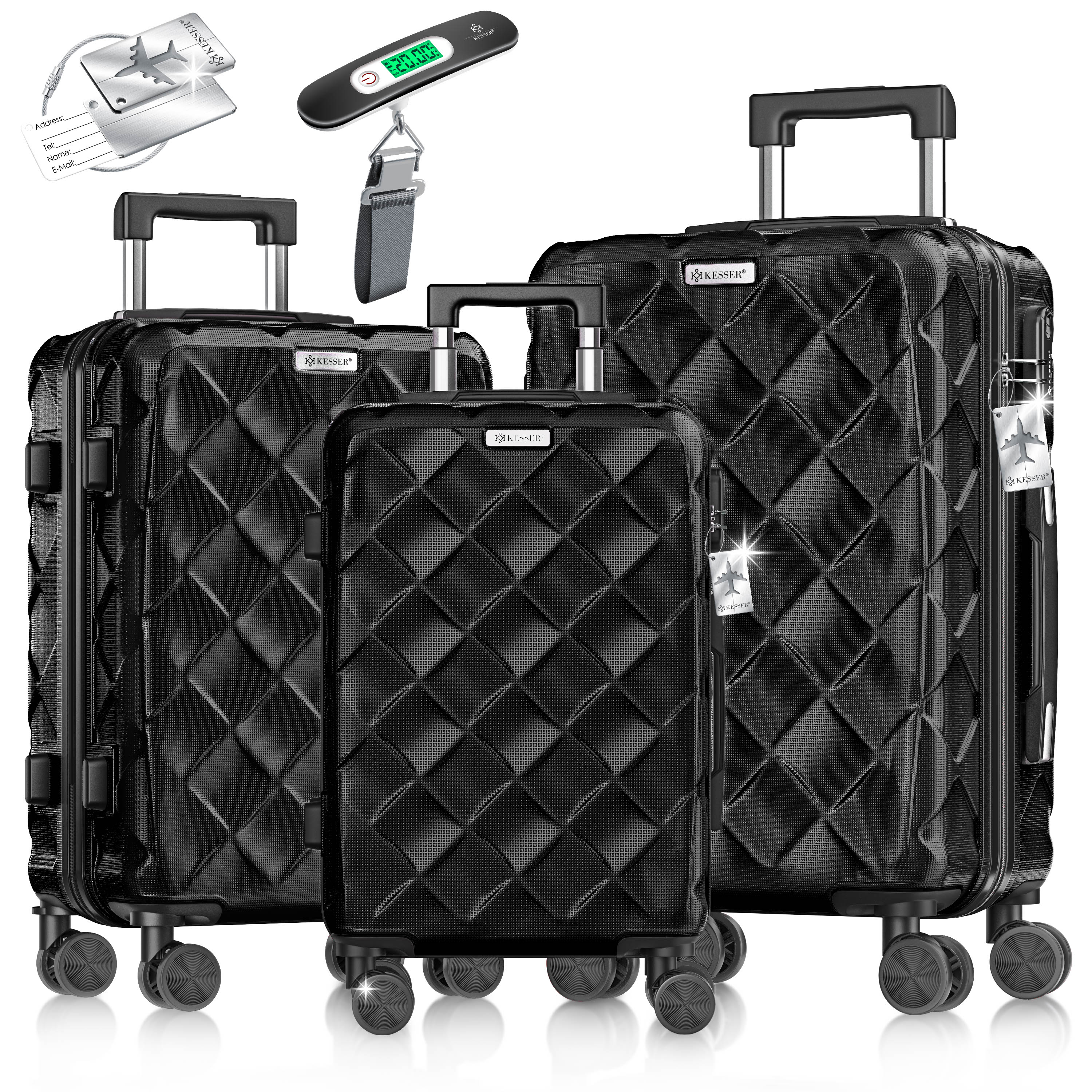 KESSER&reg; Reisekoffer Set 3-teilig | Kofferset ABS Hartschalenkoffer mit Zahlenschloss, Kofferwaage & Reisebrieftasche 360&deg; Rollen | Handgep&auml;ck & gro&szlig;e Koffer f&uuml;r Business & Reise Trolley - Bild 1