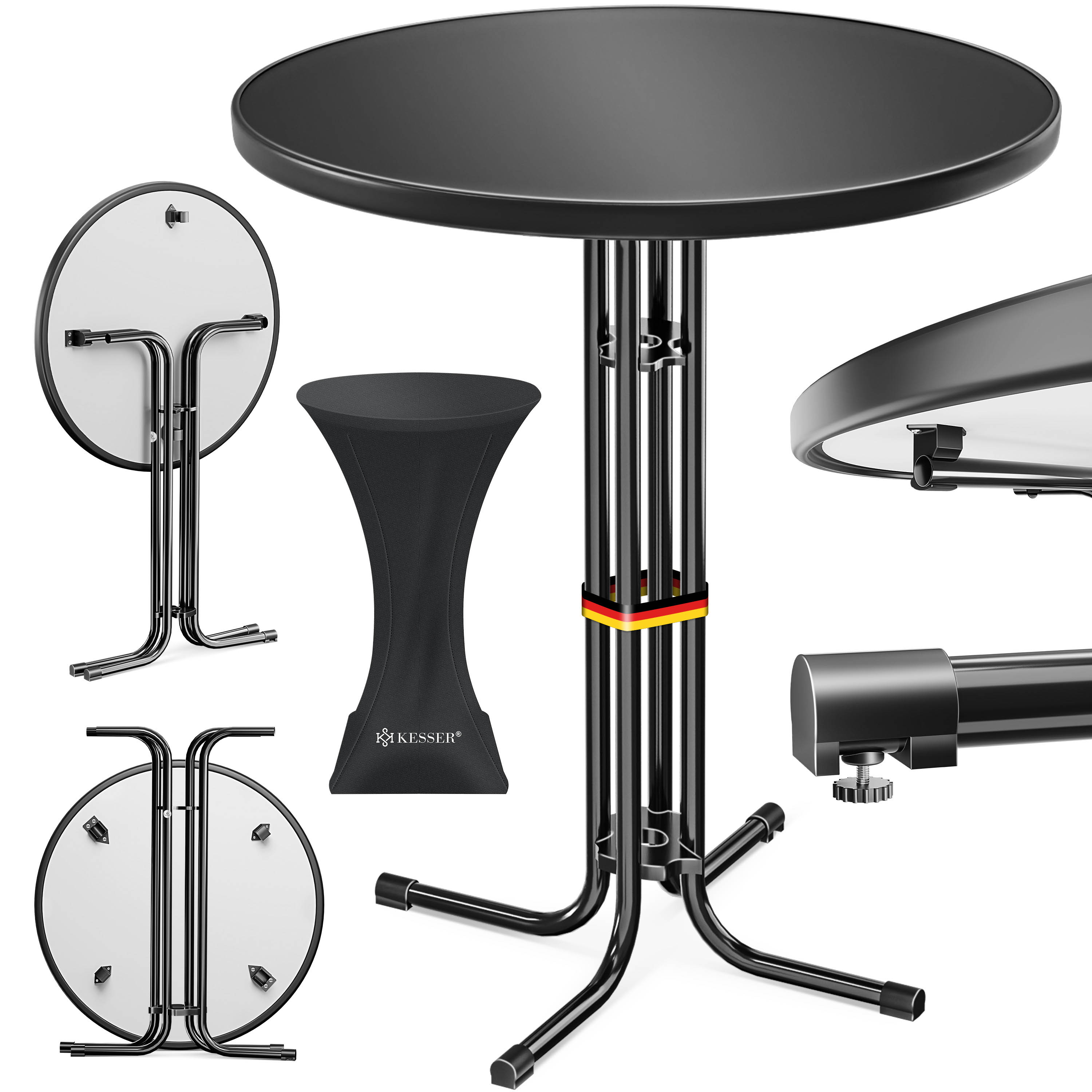 KESSER&reg; Gastro Stehtisch klappbar - Gastronomie Bistrotisch rund - Wetterbest&auml;ndiger Klapptisch Gartentisch - Runder Partytisch - Hitzebest&auml;ndig - Stabil und sicher - Bild 1