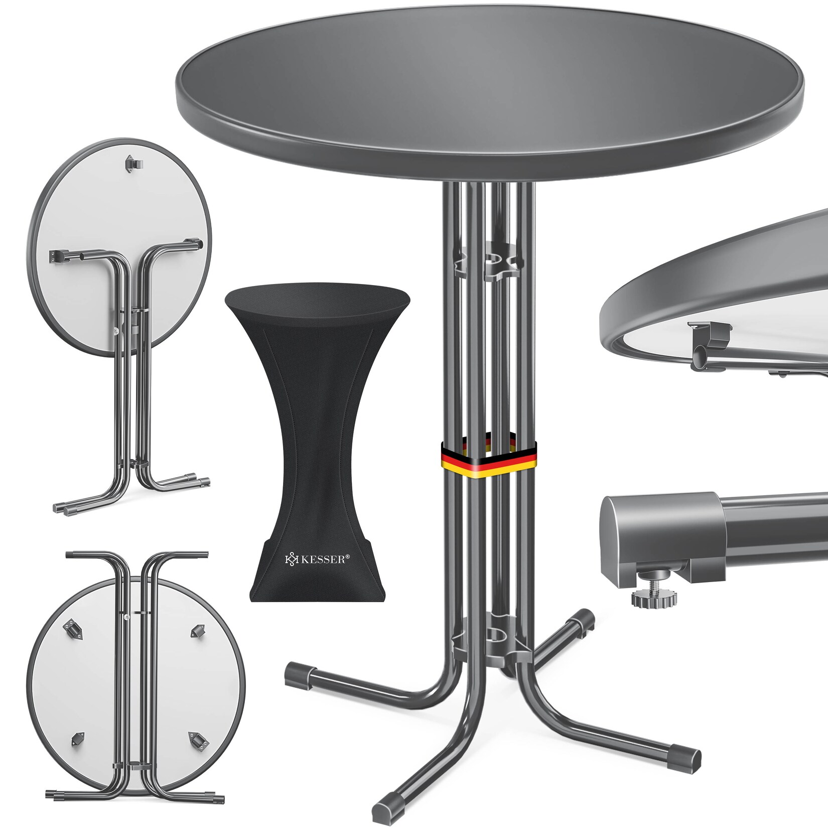 KESSER® Gastro Stehtisch klappbar - Gastronomie Bistrotisch rund - Wetterbeständiger Klapptisch Gartentisch - Runder Partytisch - Hitzebeständig - Stabil und sicher