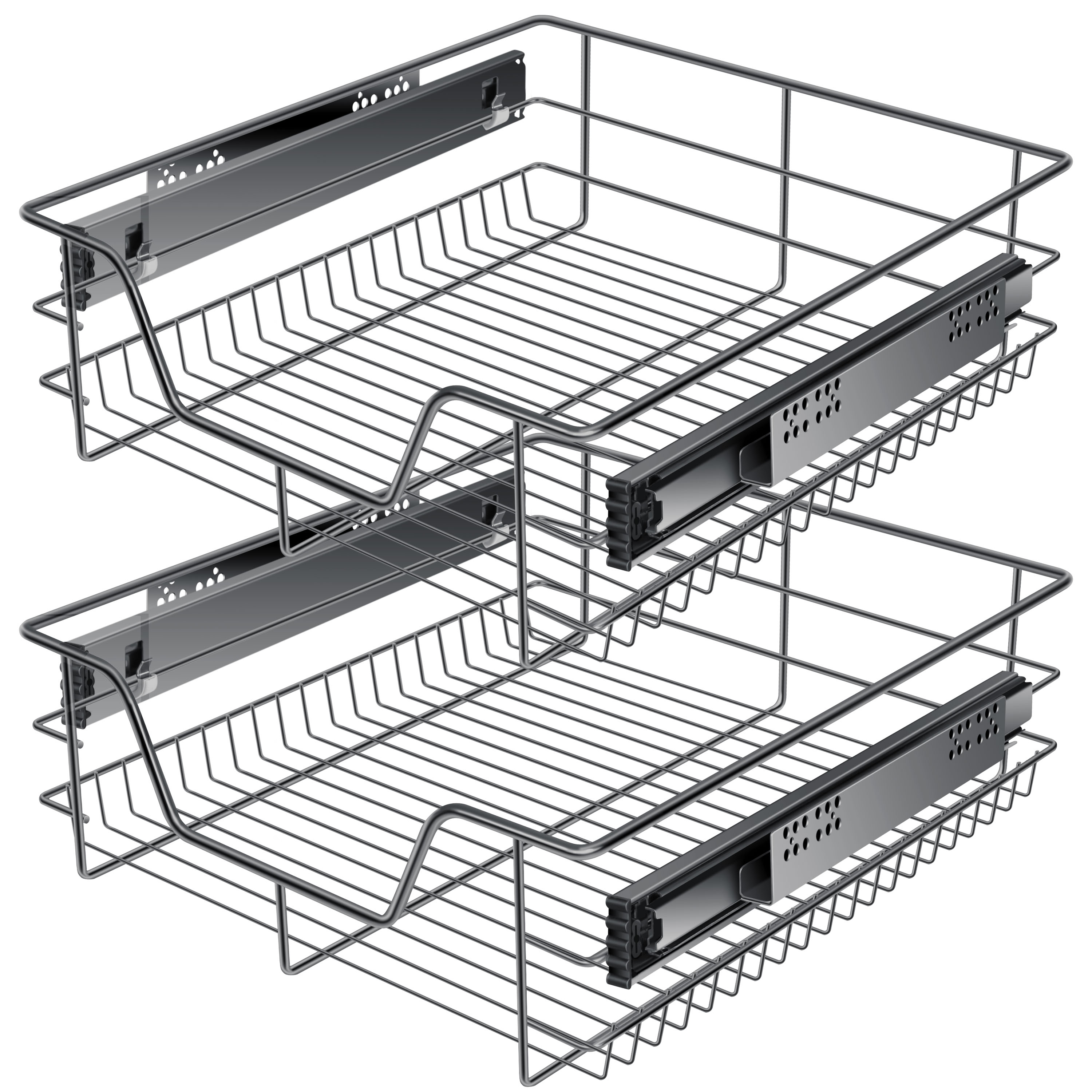 KESSER&reg; Teleskopschublade 30-60cm Schrankbreite verchromt aus Edelstahl Schubladeneinsatz f&uuml;r K&uuml;chenschrank Korbauszug Schrankauszug - Bild 1