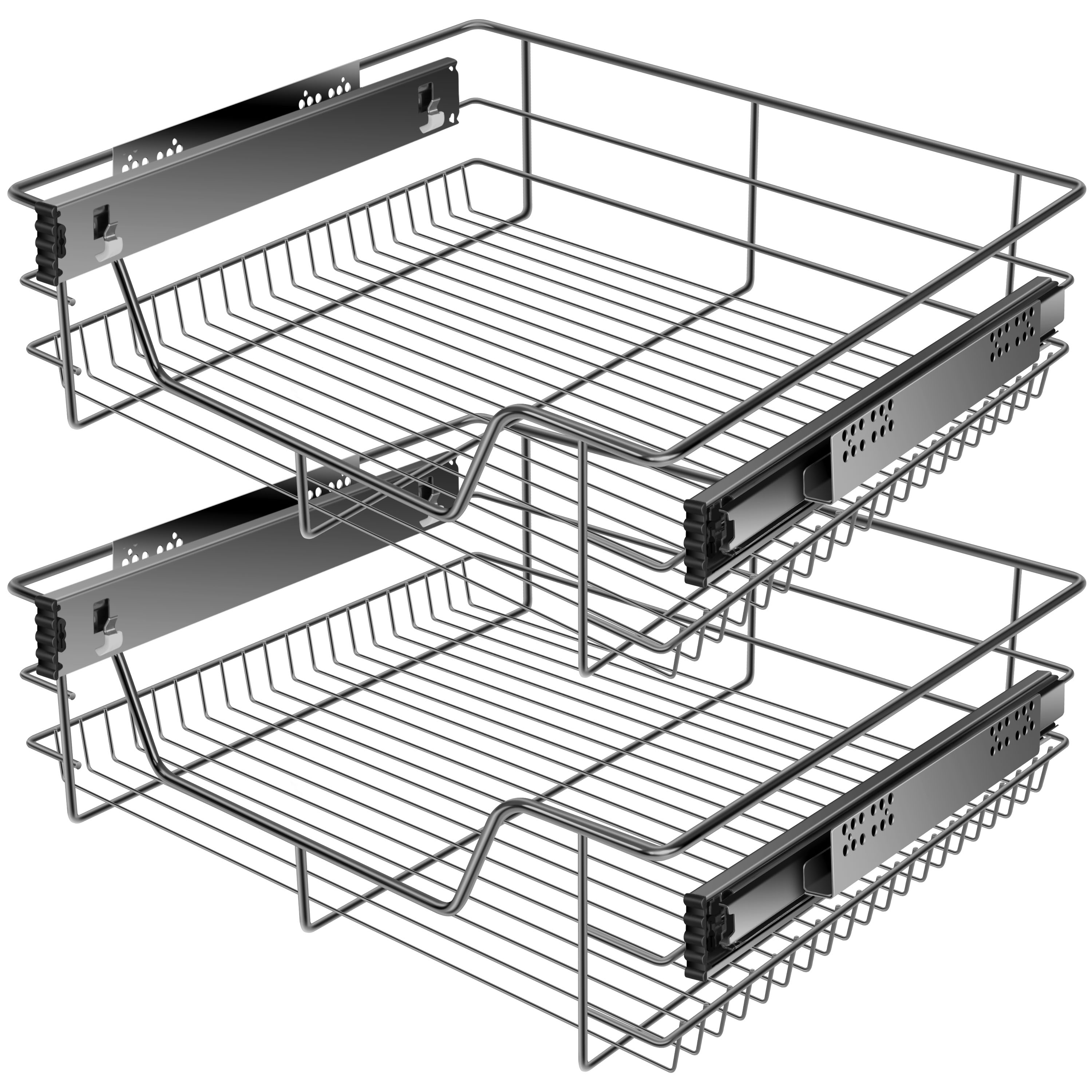 KESSER&reg; Teleskopschublade 30-60cm Schrankbreite verchromt aus Edelstahl Schubladeneinsatz f&uuml;r K&uuml;chenschrank Korbauszug Schrankauszug - Bild 1