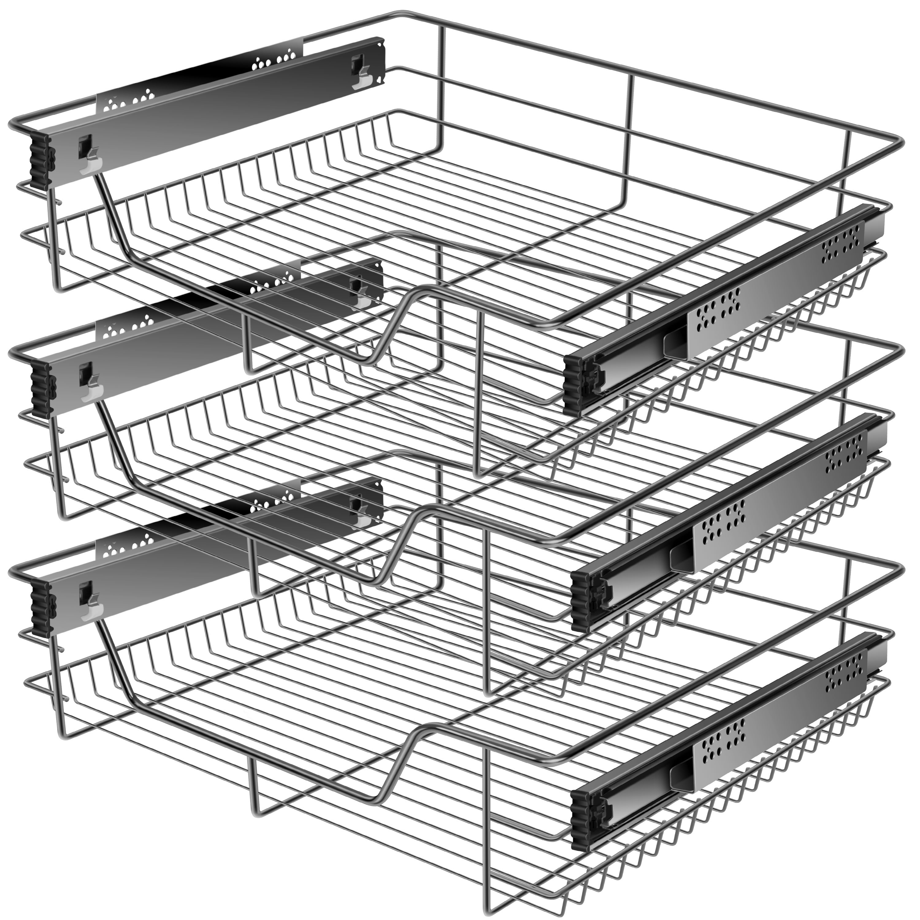 KESSER&reg; Teleskopschublade 30-60cm Schrankbreite verchromt aus Edelstahl Schubladeneinsatz f&uuml;r K&uuml;chenschrank Korbauszug Schrankauszug - Bild 1