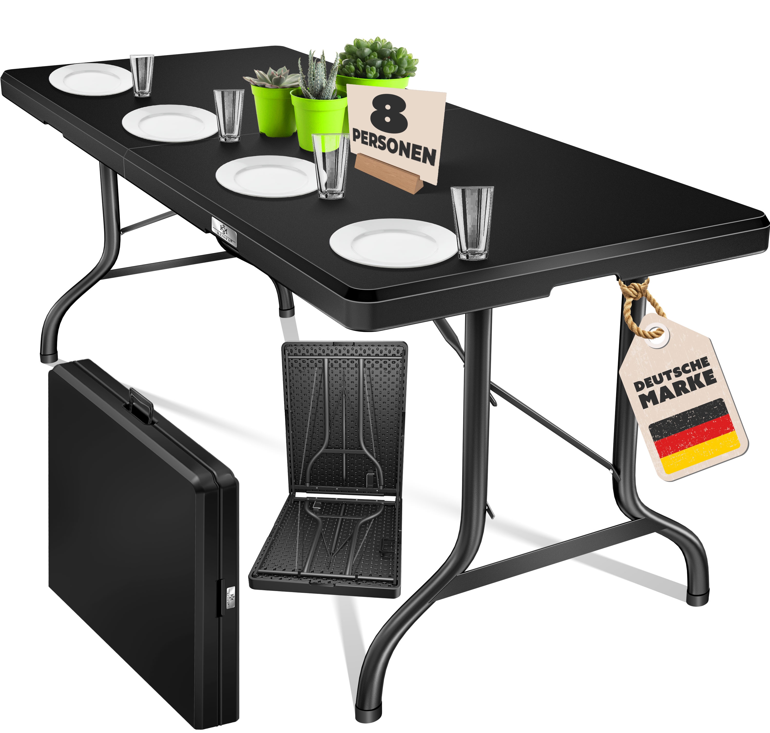 KESSER&reg; Buffettisch Tisch klappbar Kunststoff 183x76 cm Campingtisch Partytisch Klapptisch Gartentisch f&uuml;r Garten, Terrasse und Balkon zusammenklappbar 8 Personen inkl. Tragegriff und Cover - Bild 1