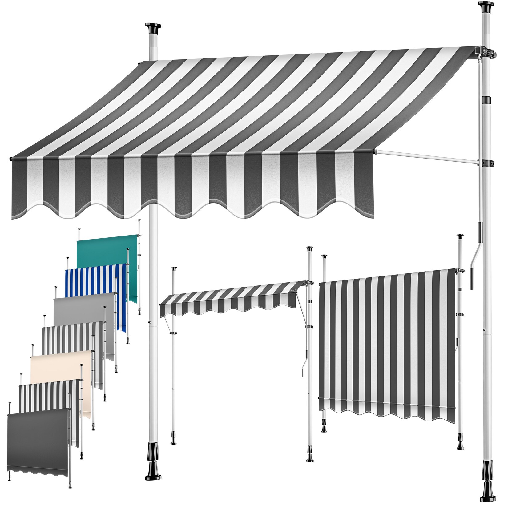 KESSER® Klemmmarkise mit Handkurbel Balkon, Balkonmarkise ohne Bohren, UV-beständig höhenverstellbar wasserabweisend , Sonnenschutz, Terrassenüberdachung , einfache Montage
