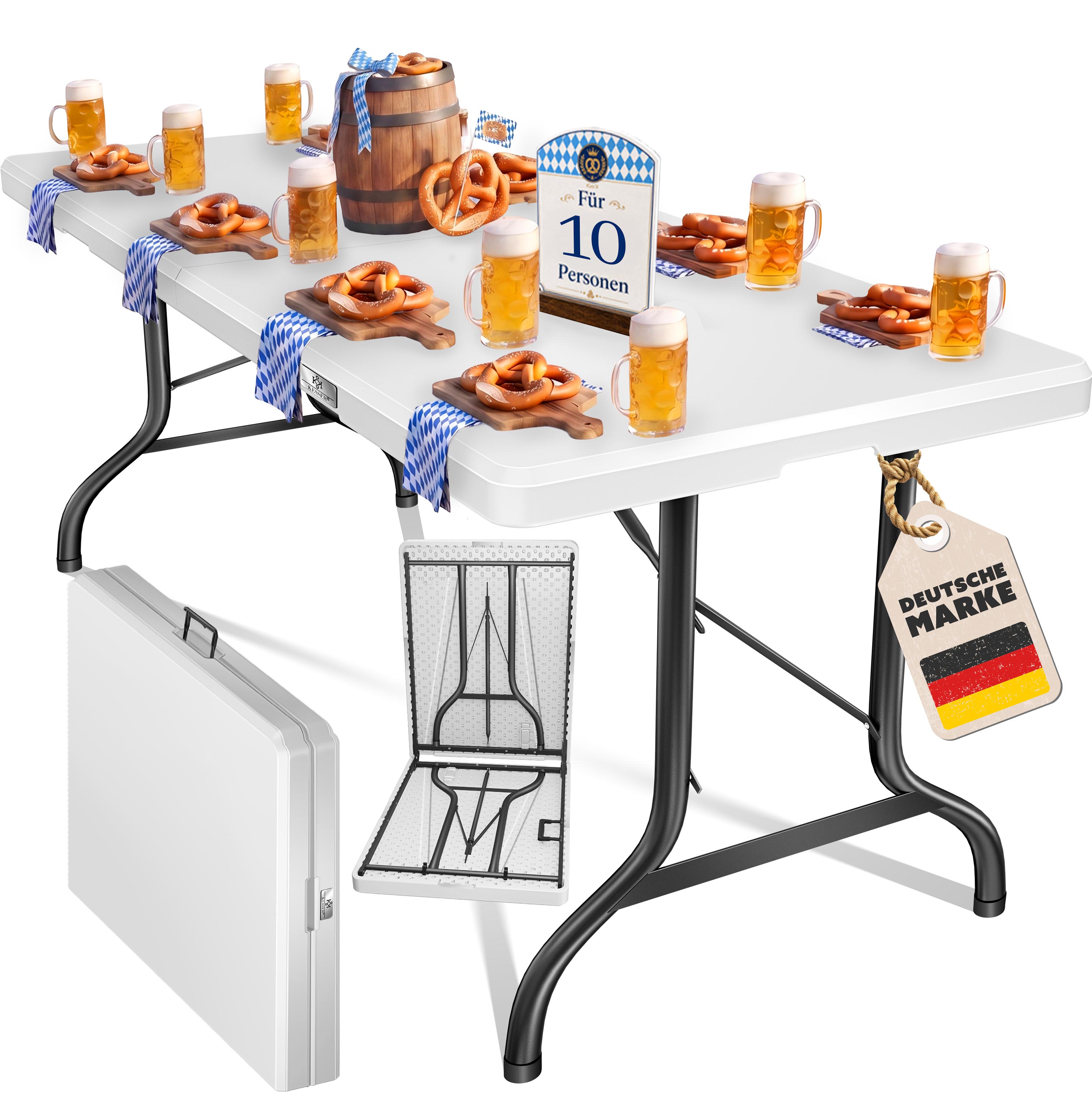 KESSER&reg; Buffettisch Tisch klappbar Kunststoff 183x76 cm Campingtisch Partytisch Klapptisch Gartentisch f&uuml;r Garten, Terrasse und Balkon zusammenklappbar 8 Personen inkl. Tragegriff und Cover - Bild 1