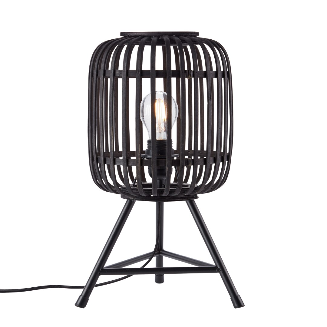 Brilliant Woodrow Tischleuchte, geeignet f&uuml;r LED-Leuchtmittel, Schnurzwischenschalter f&uuml;r einfaches Bedienen, ideal f&uuml;r Wohn- & Schlafzimmer, 41cm, dunkel/schwarz Bambus - Bild 1