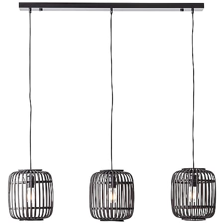 BRILLIANT Lampe, Woodrow Pendelleuchte, 3-flammig holz dunkel/schwarz,  Metall/Bambus, 3x A60, E27, 60W,Normallampen (nicht enthalten) online  kaufen bei Netto