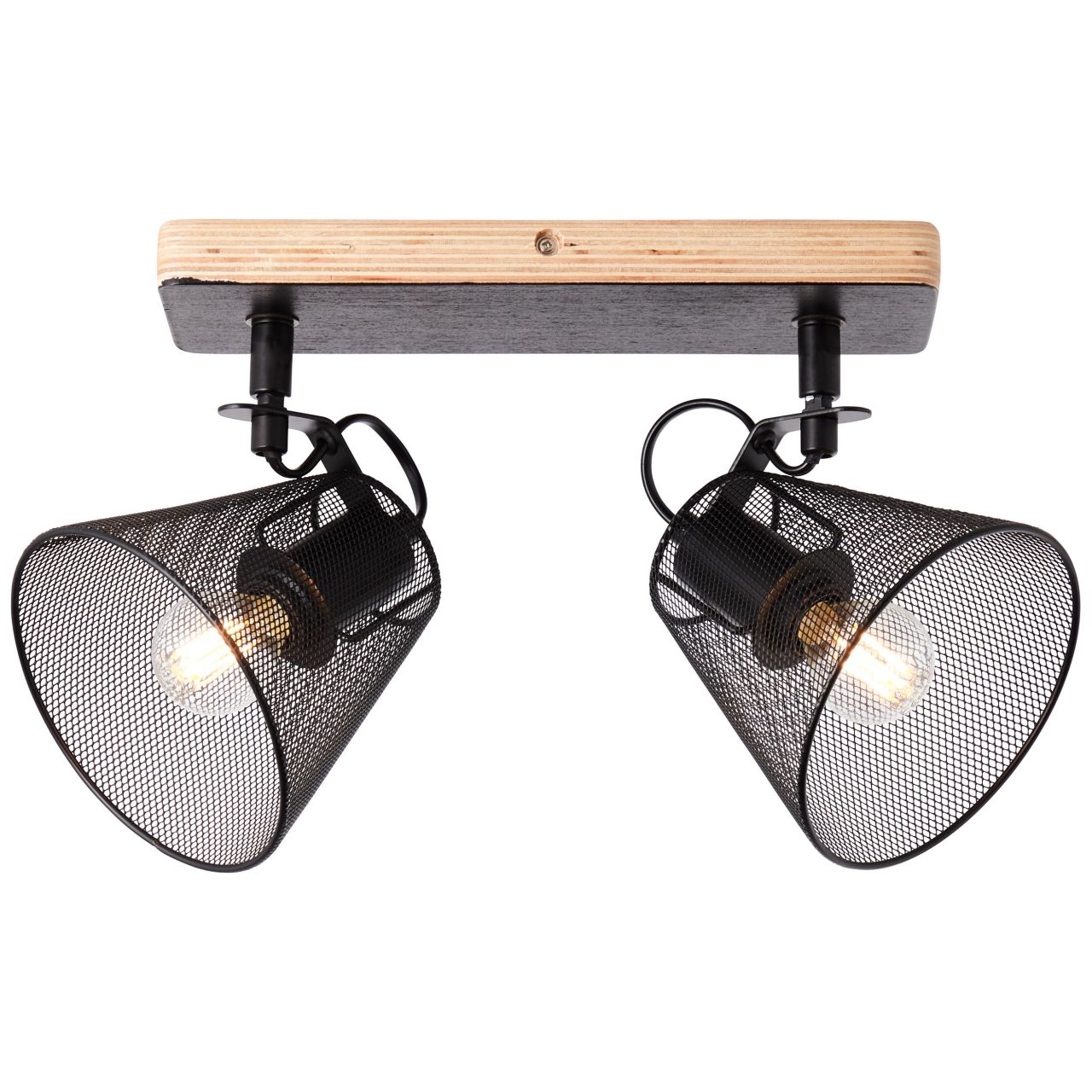BRILLIANT Lampe, Whole Spotbalken 2flg schwarz/holzfarbend, Metall/Holz, 2x D45, E14, 40W,Tropfenlampen (nicht enthalten) - Bild 1