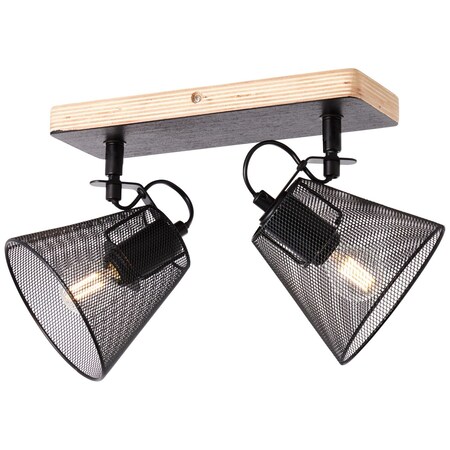 E14, Spotbalken Whole Metall/Holz, 2x Netto schwarz/holzfarbend, bei (nicht online D45, BRILLIANT enthalten) kaufen Lampe, 2flg 40W,Tropfenlampen