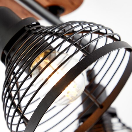 BRILLIANT Lampe, Avia Spotrohr 2flg schwarz/holzfarbend, Metall/Holz, 2x D45,  E14, 40W,Tropfenlampen (nicht enthalten) online kaufen bei Netto