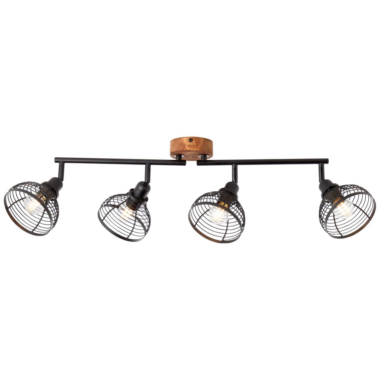 BRILLIANT Lampe, Avia Spotrohr 4flg schwarz/holzfarbend, Metall/Holz, 4x D45, E14, 40W,Tropfenlampen (nicht enthalten) - Bild 1
