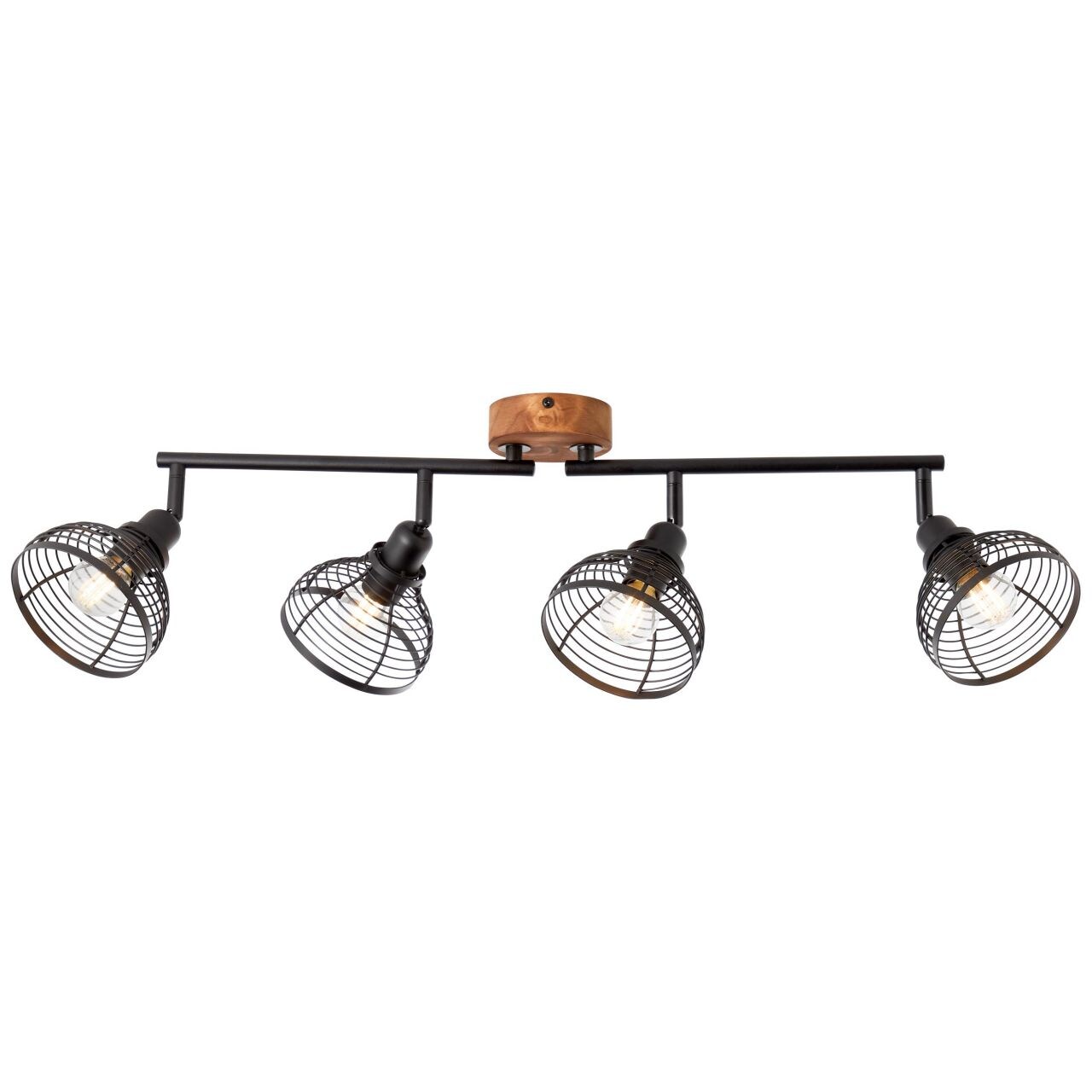 BRILLIANT Lampe, Avia Spotrohr 4flg schwarz/holzfarbend, Metall/Holz, 4x D45, E14, 40W,Tropfenlampen (nicht enthalten)