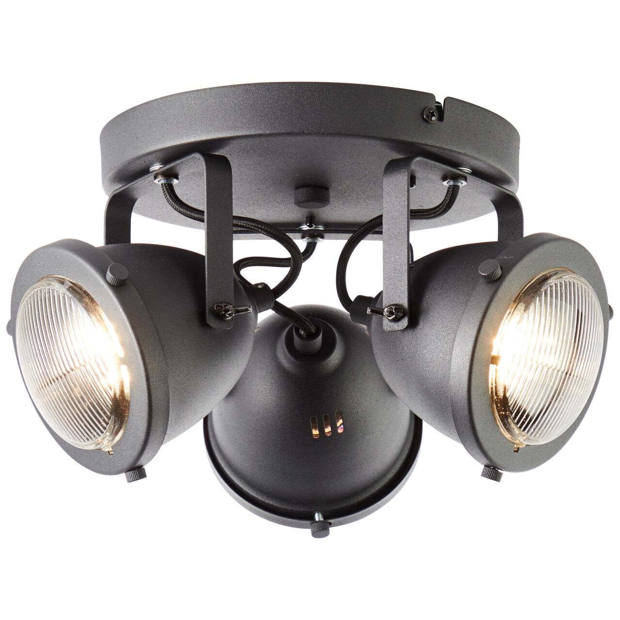 BRILLIANT Lampe, Carmen Spotrondell 3flg schwarz korund, Metall/Glas, 3x PAR51, GU10, 5W,Reflektorlampen (nicht enthalten) | 04004353378843