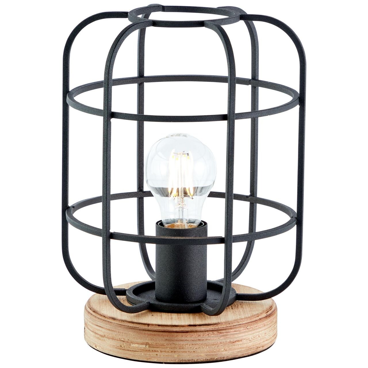 BRILLIANT Lampe, Gwen Tischleuchte antik holz/schwarz korund, Metall/Holz, 1x A60, E27, 40W,Normallampen (nicht enthalten) | 04004353379451
