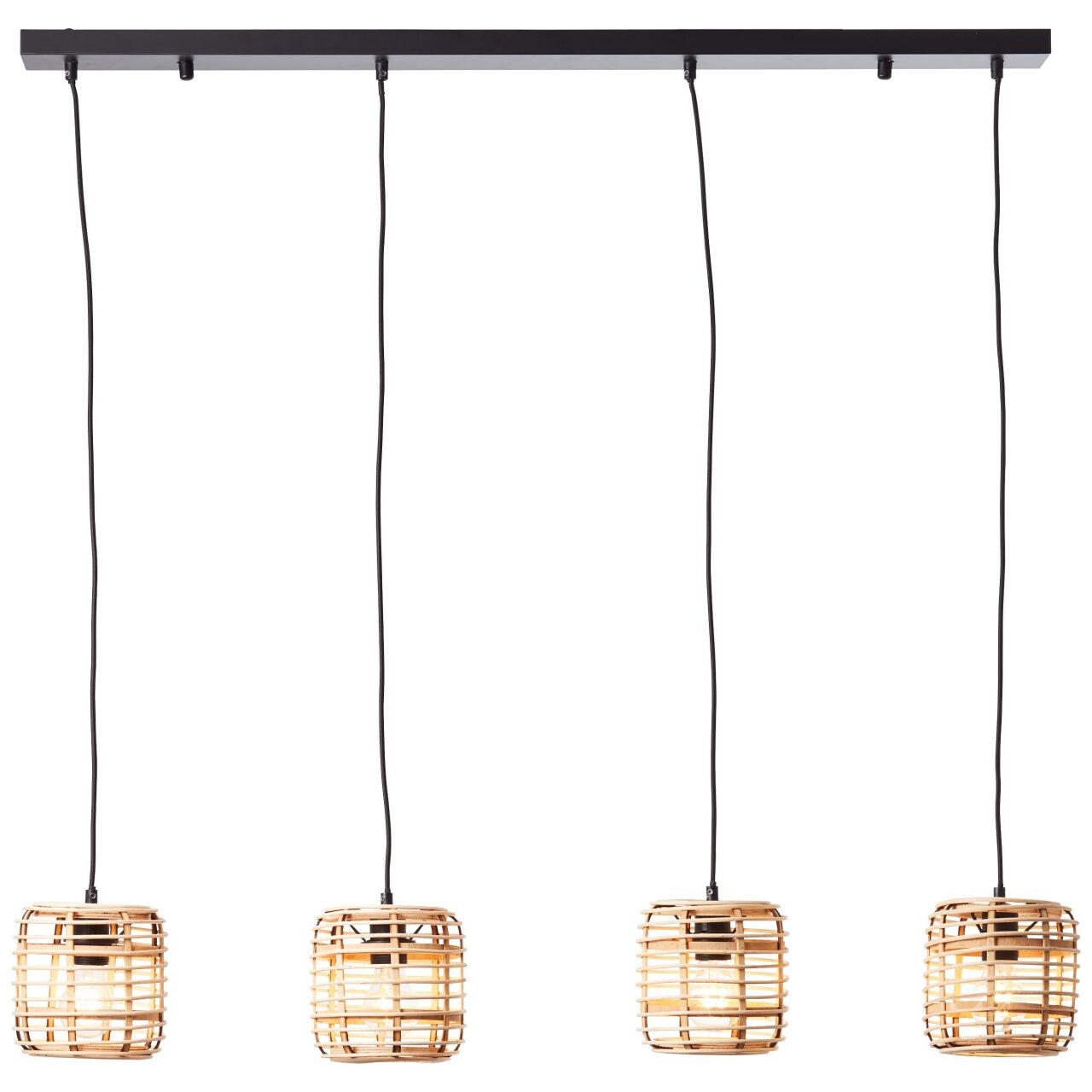BRILLIANT Lampe, Crosstown Pendelleuchte 4flg holz hell/schwarz, Metall/Bambus, 4x A60, E27, 40W,Normallampen (nicht enthalten) - Bild 1