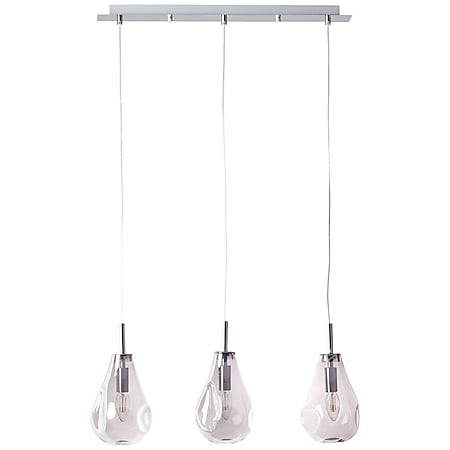 BRILLIANT Lampe, Drops Pendelleuchte 3flg rauchglas/chrom, Glas/Metall, 3x  D45, E14, 25W,Tropfenlampen (nicht enthalten) online kaufen bei Netto