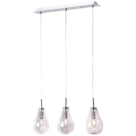 BRILLIANT Lampe, Drops Pendelleuchte 3flg rauchglas/chrom, Glas/Metall, 3x  D45, E14, 25W,Tropfenlampen (nicht enthalten) online kaufen bei Netto