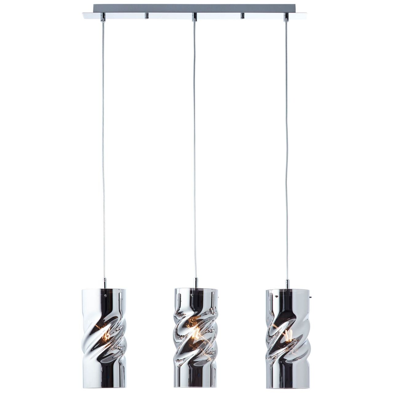 BRILLIANT Lampe, Curly Pendelleuchte 3flg chrom, Glas/Metall, 3x A60, E27, 40W,Normallampen (nicht enthalten) - Bild 1