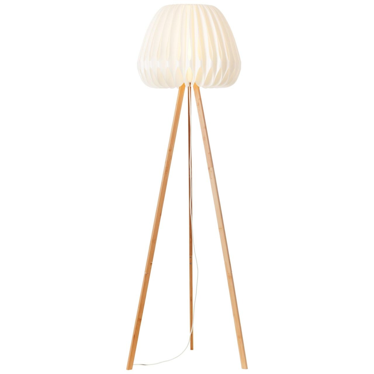 BRILLIANT Lampe, Inna Standleuchte, dreibeinig holz hell/weiß, Bambus/Kunststoff, 1x A60, E27, 60W,Normallampen (nicht e