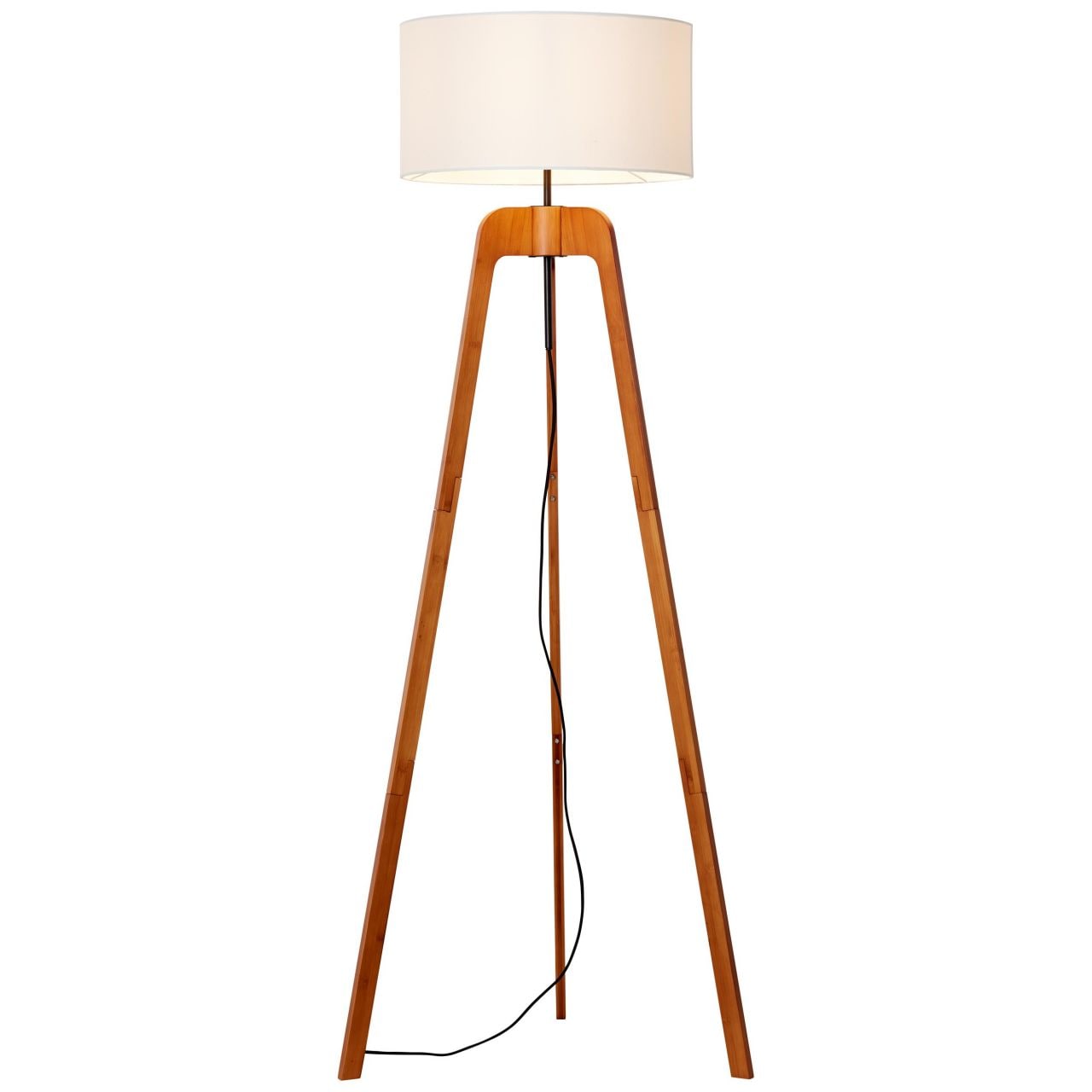 BRILLIANT Lampe, Nola Standleuchte, dreibeinig holz dunkel/wei&szlig;, Bambus/Textil, 1x A60, E27, 60W,Normallampen (nicht enthalten) - Bild 1