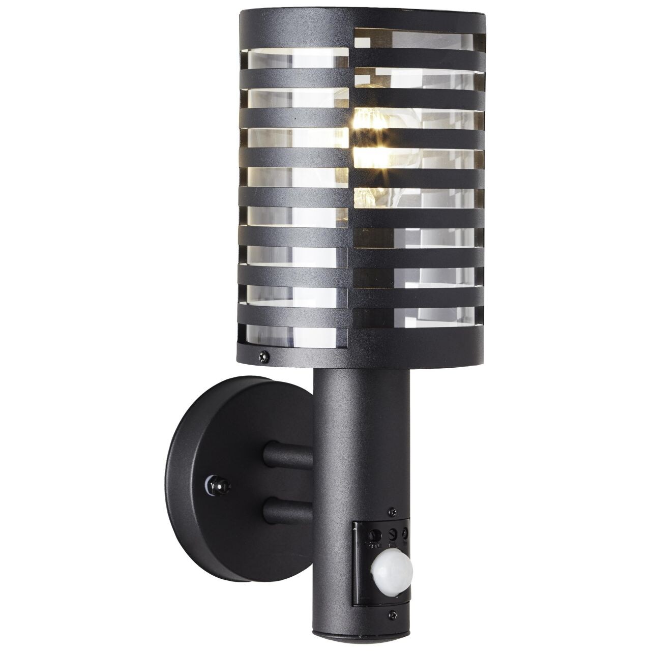 BRILLIANT Lampe, Venlo Außenwandleuchte stehend Bewegungsmelder schwarz matt, Edelstahl/Kunststoff, 1x A60, E27, 40W,Normallampen (nicht …