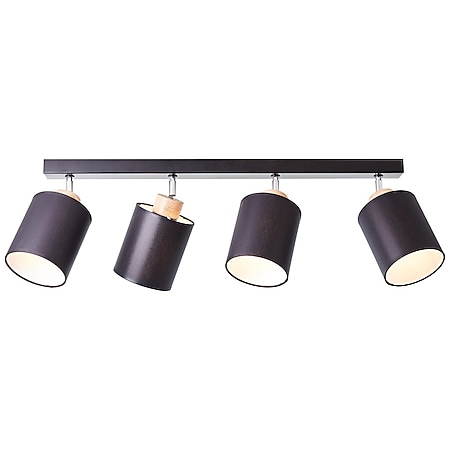 BRILLIANT Lampe, Vonnie Spotbalken 4flg schwarz/holzfarbend, Metall/Holz/ Textil, 4x A60, E27, 25W,Normallampen (nicht enthalten) online kaufen bei  Netto