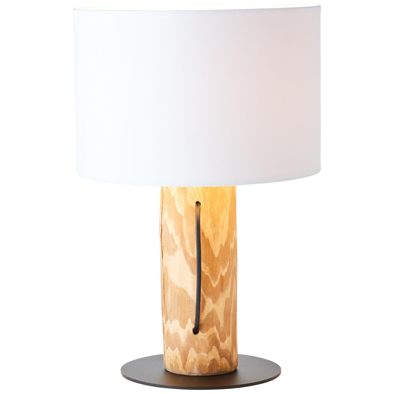 BRILLIANT Lampe, Jimena Tischleuchte kiefer gebeizt, Holz/Textil, 1x A60, E27, 25W,Normallampen (nicht enthalten) | 04004353394492