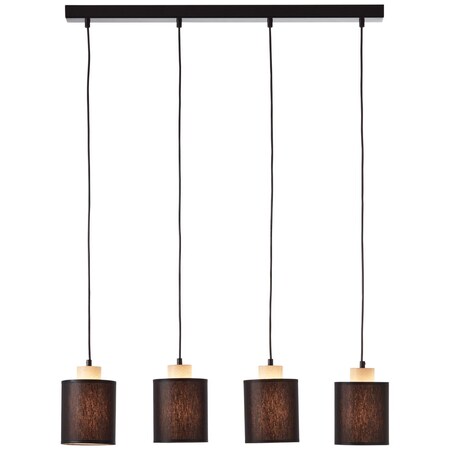 BRILLIANT Lampe, Vonnie Pendelleuchte 4flg 4x Metall/Holz/Textil, online bei 25W,Normallampen enthalten) kaufen E27, A60, schwarz/holzfarbend, Netto (nicht