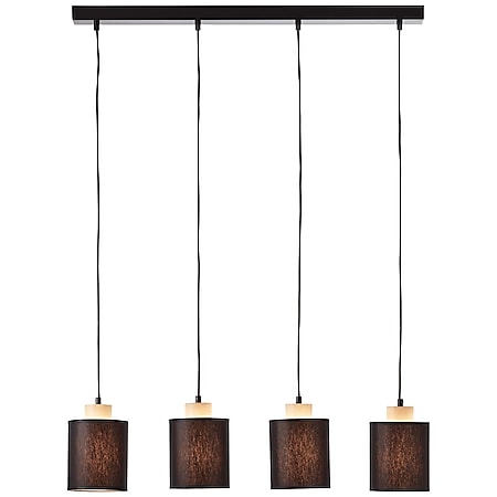 BRILLIANT Lampe, Vonnie Pendelleuchte 4flg schwarz/holzfarbend,  Metall/Holz/Textil, 4x A60, E27, 25W,Normallampen (nicht enthalten) online  kaufen bei Netto