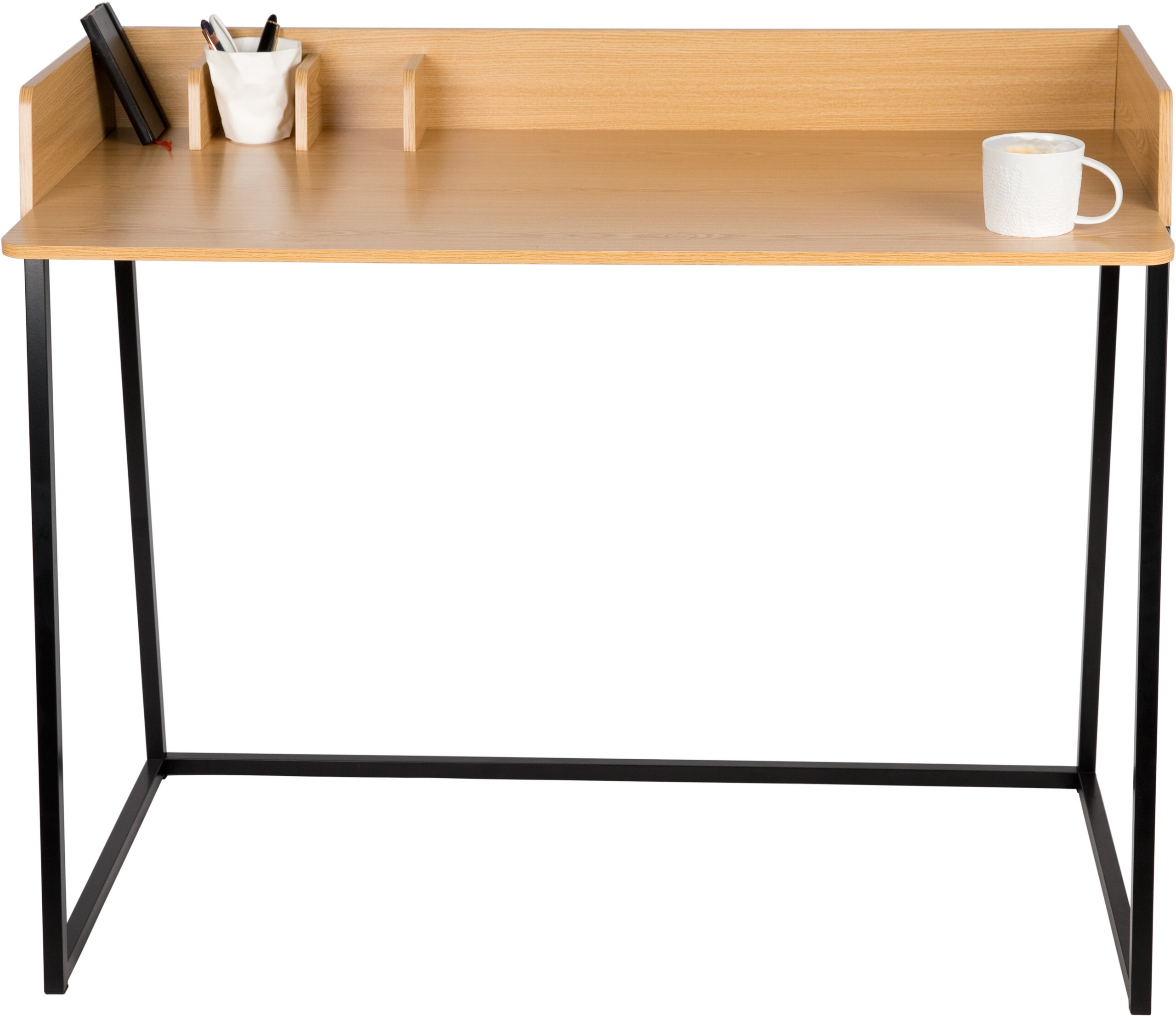 WONDERMAKE&reg; Design Schreibtisch aus Holz und Metall, B&uuml;rotisch PC-Tisch Computertisch Arbeitstisch f&uuml;r Home Office , 110x55x87 cm, Eiche hell braun schwarz - Bild 1