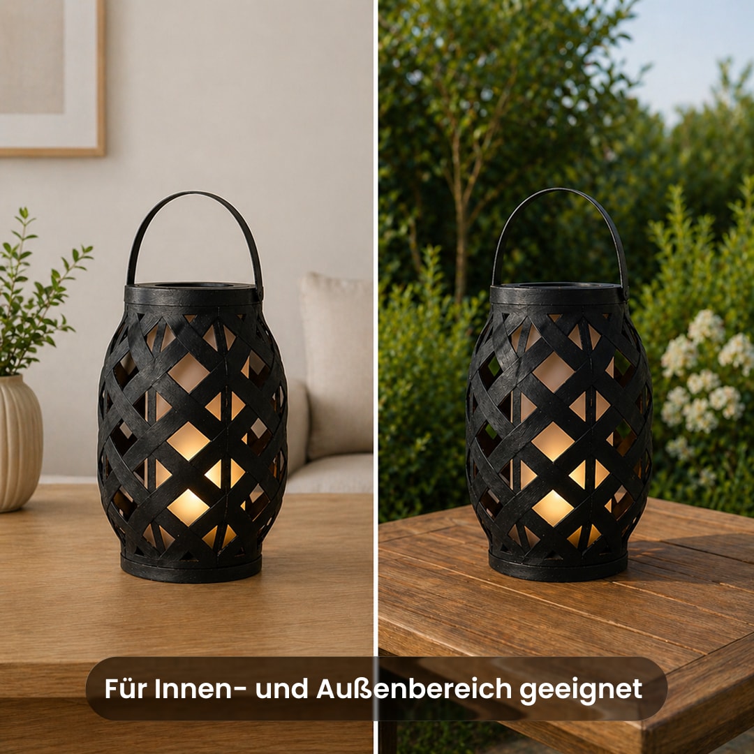 Star Trading LED Laterne Flame Schwarz &ndash; Flammeneffekt gelb , 23 cm , Timer 6h/18h , batteriebetrieben , Indoor & Outdoor Laterne , Dekoleuchte Garten & Balkon - Bild 1