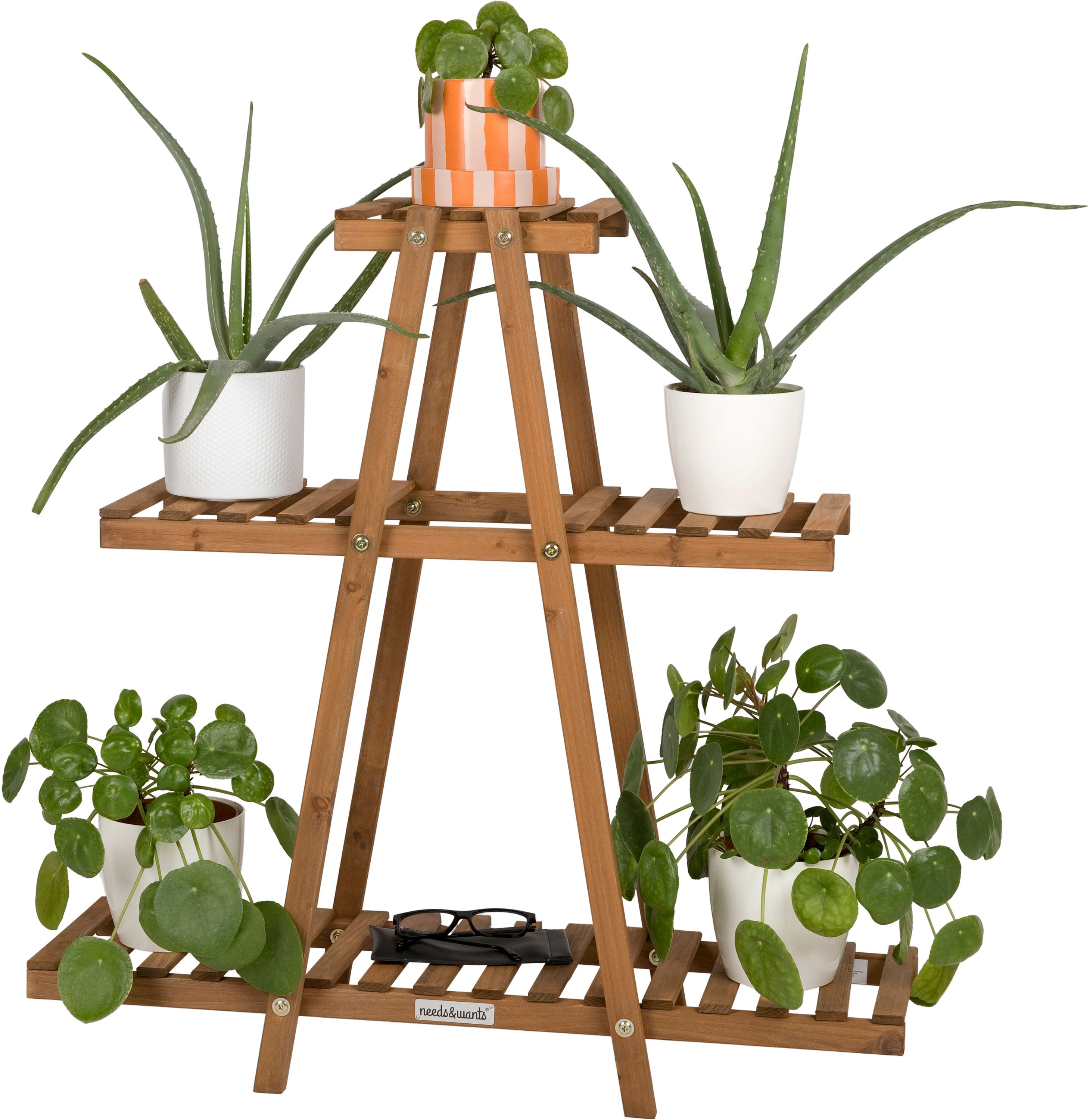 needs&wants® Pflanzenständer Blumenständer aus Holz wetterfest für